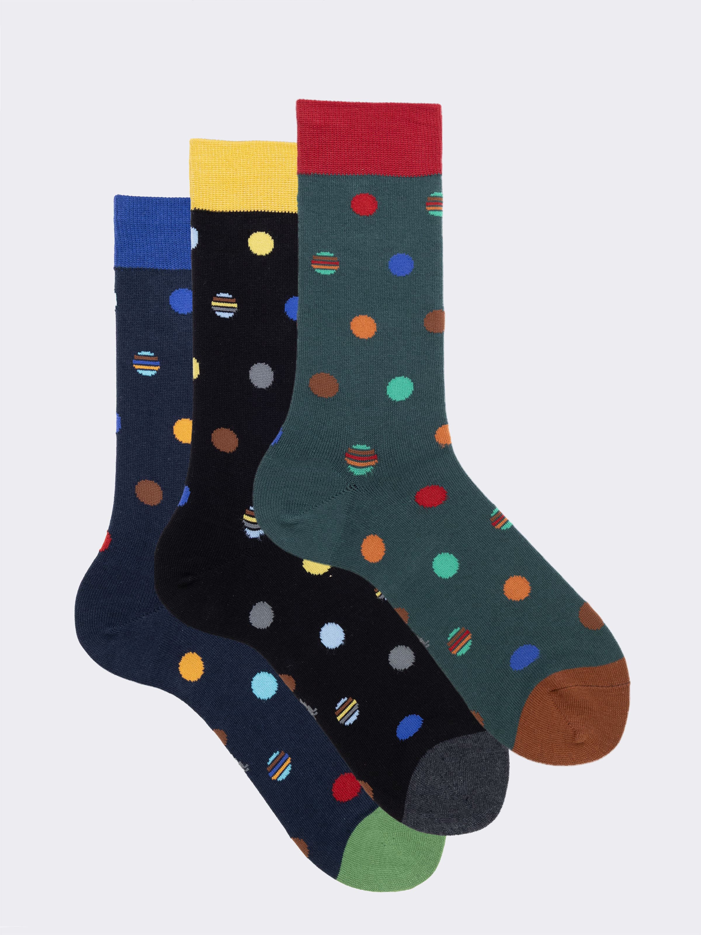 3-Pack Men's Short Socks Polka dot Pattern in Warm Cotton - Image 1