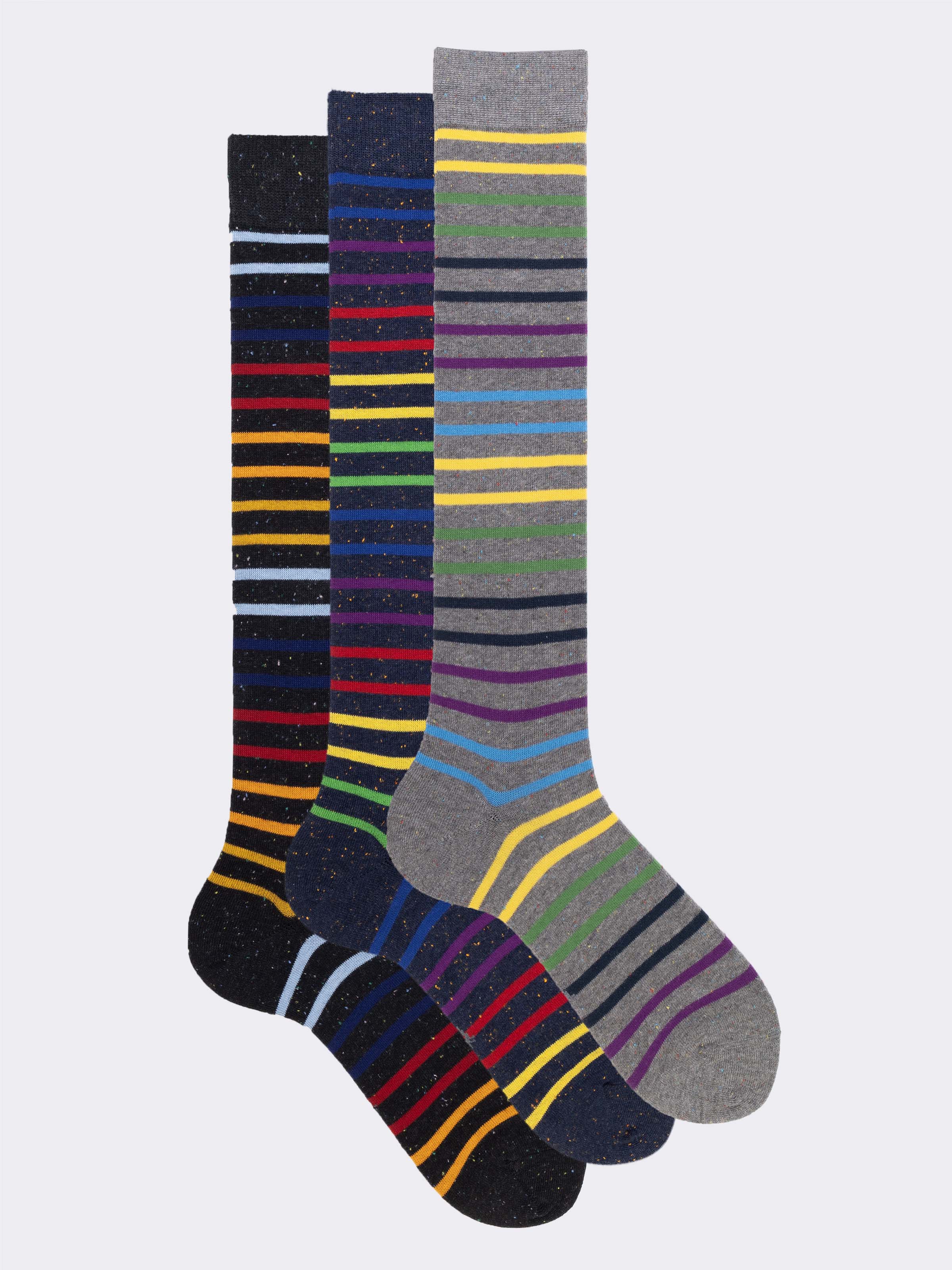 Men's 3-Pack Long Striped Socks set in Warm Cotton - Image 1