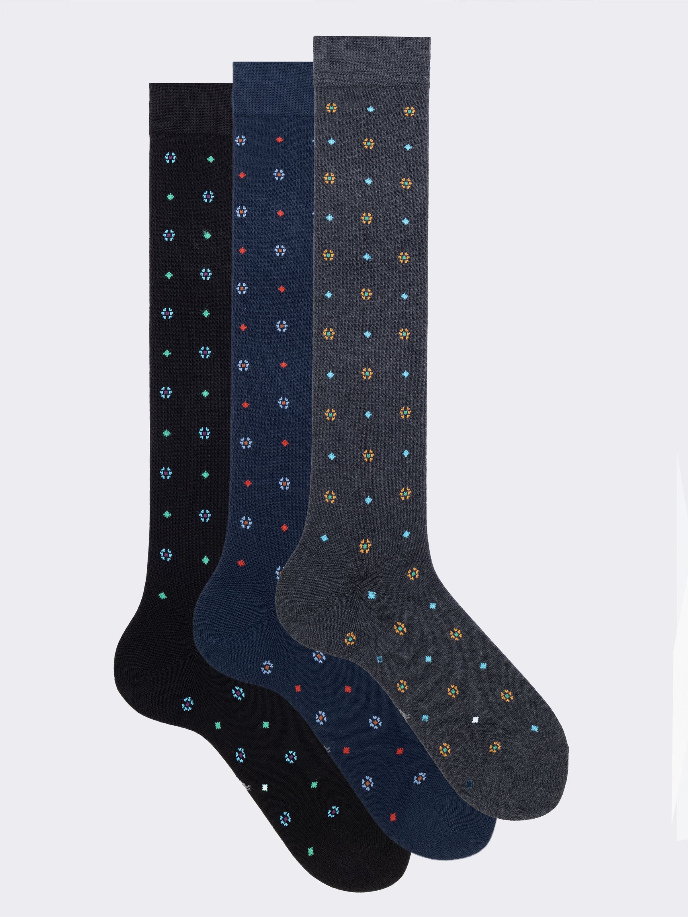 3er-Set Herren Lange Gemusterte Socken aus Warmer Baumwolle - Image 1