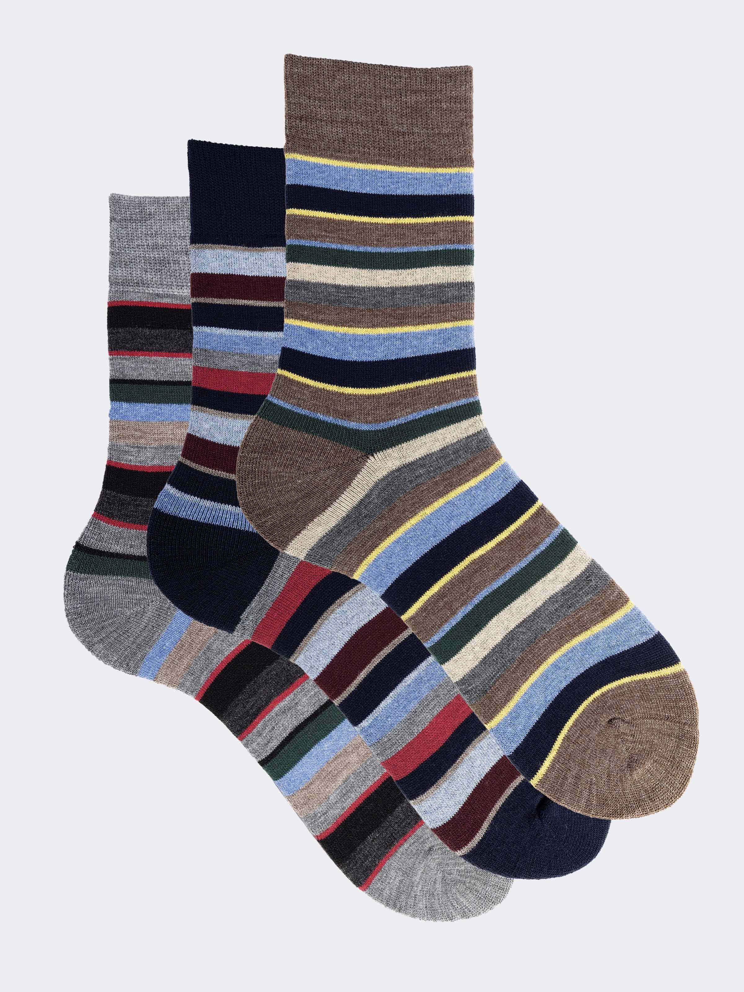 3er-Set Herren Kurze Gestreifte Fleece-Socken - Image 1
