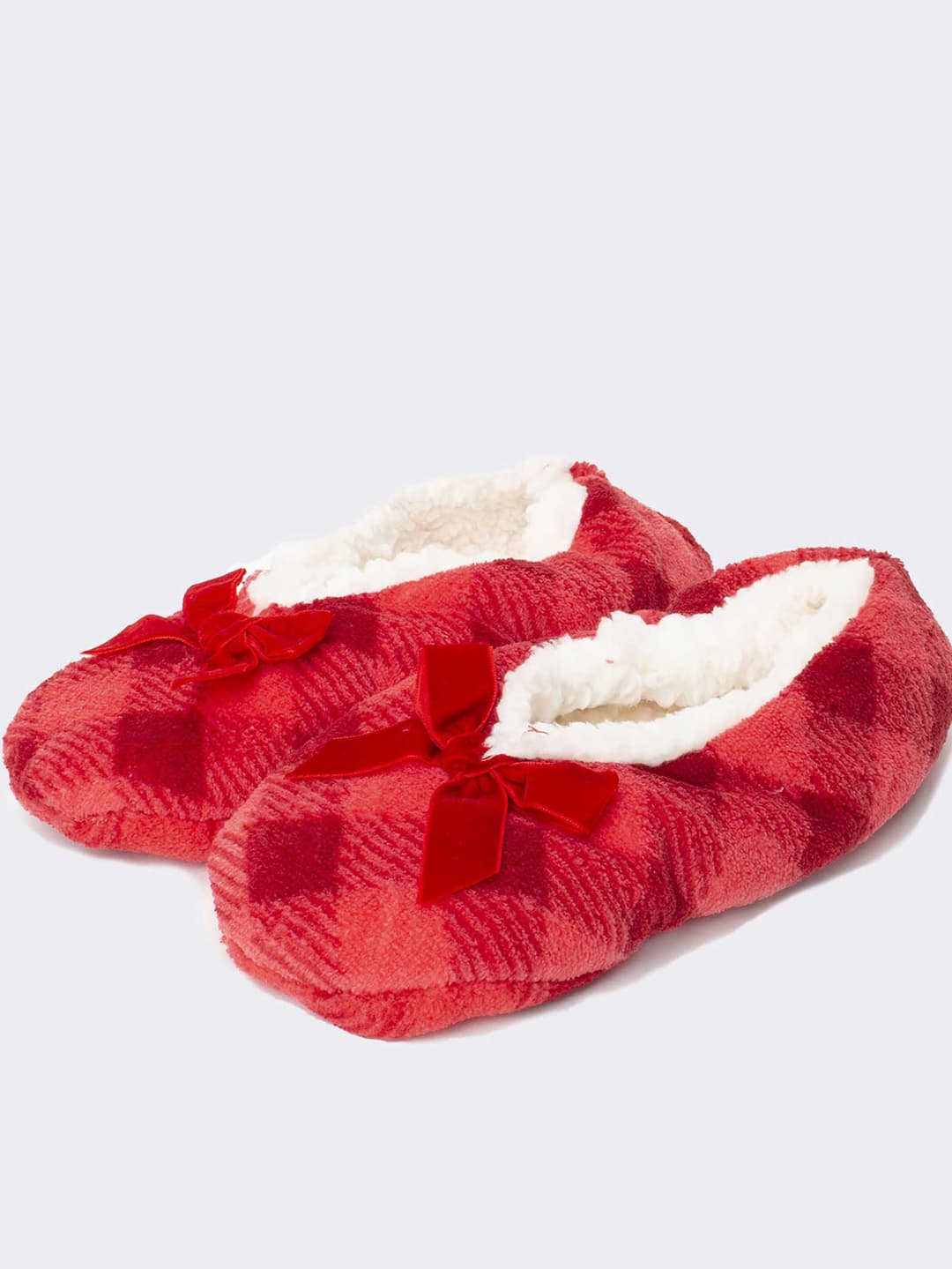 Women's Christmas Slippers with Bows - Elegant Home Comfort