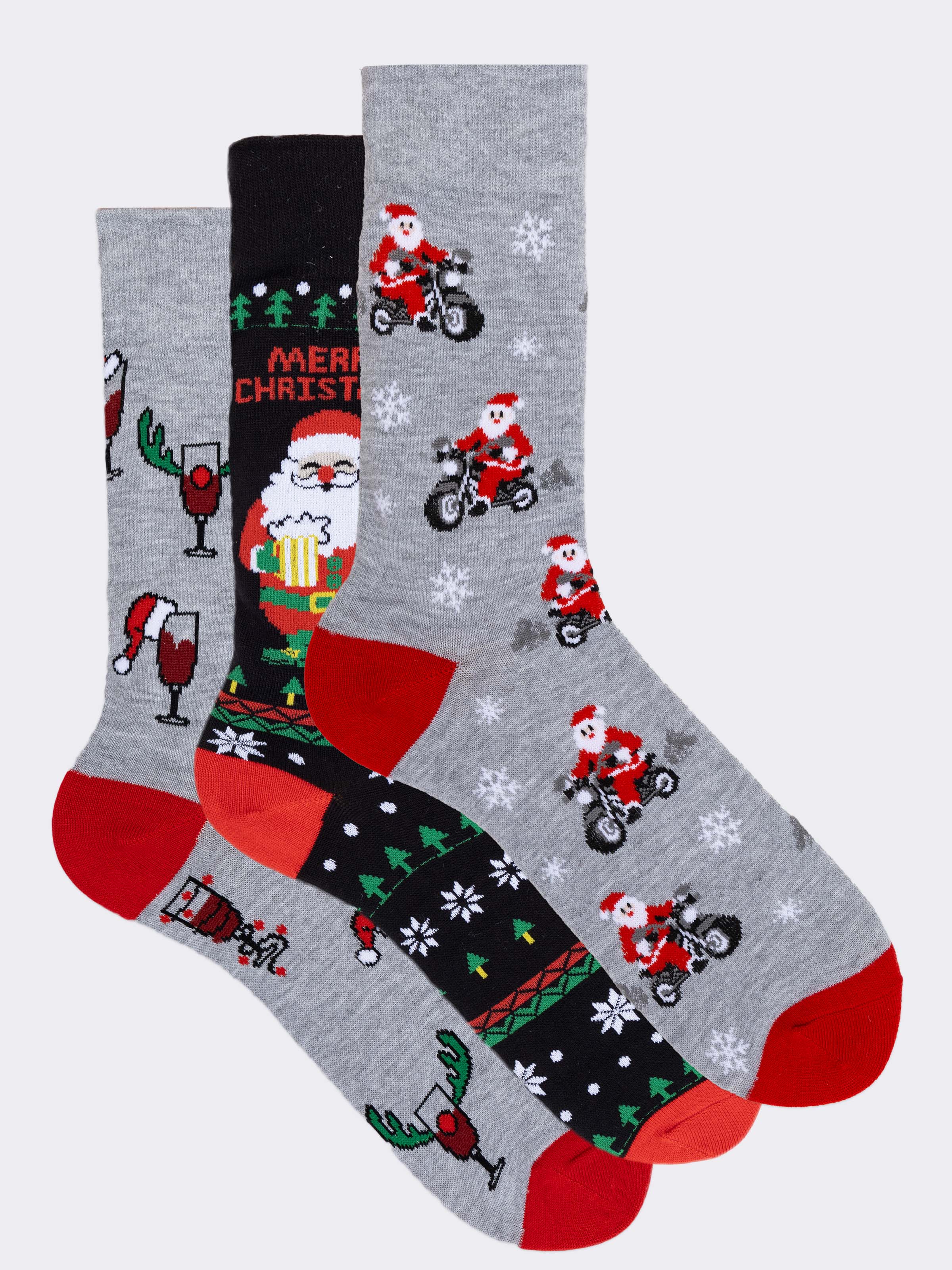 Men's Short Christmas Socks - Festive Pattern Mix - Image 1