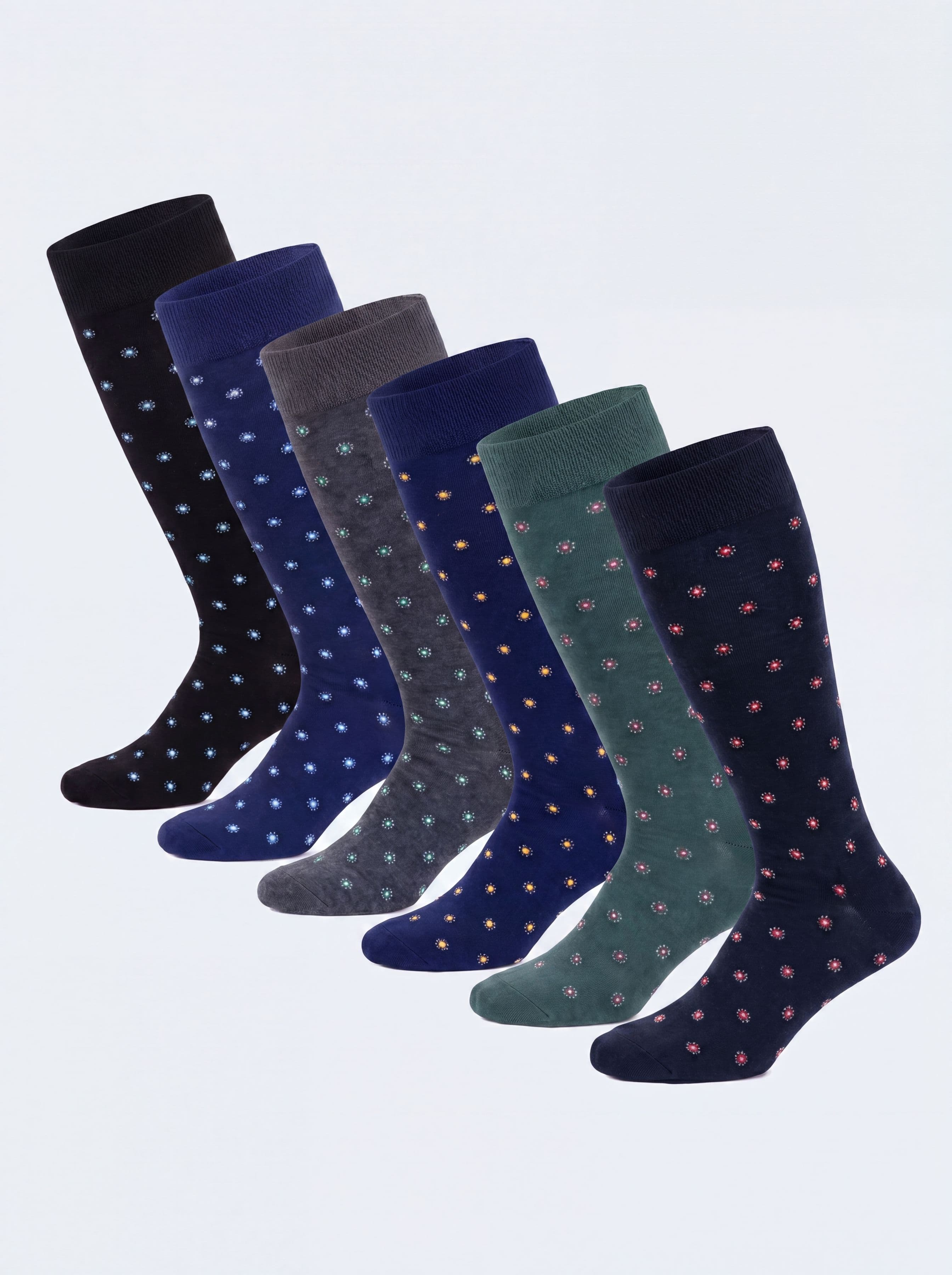 Long Cotton Socks with Pattern – set of 6 Pairs - Image 1