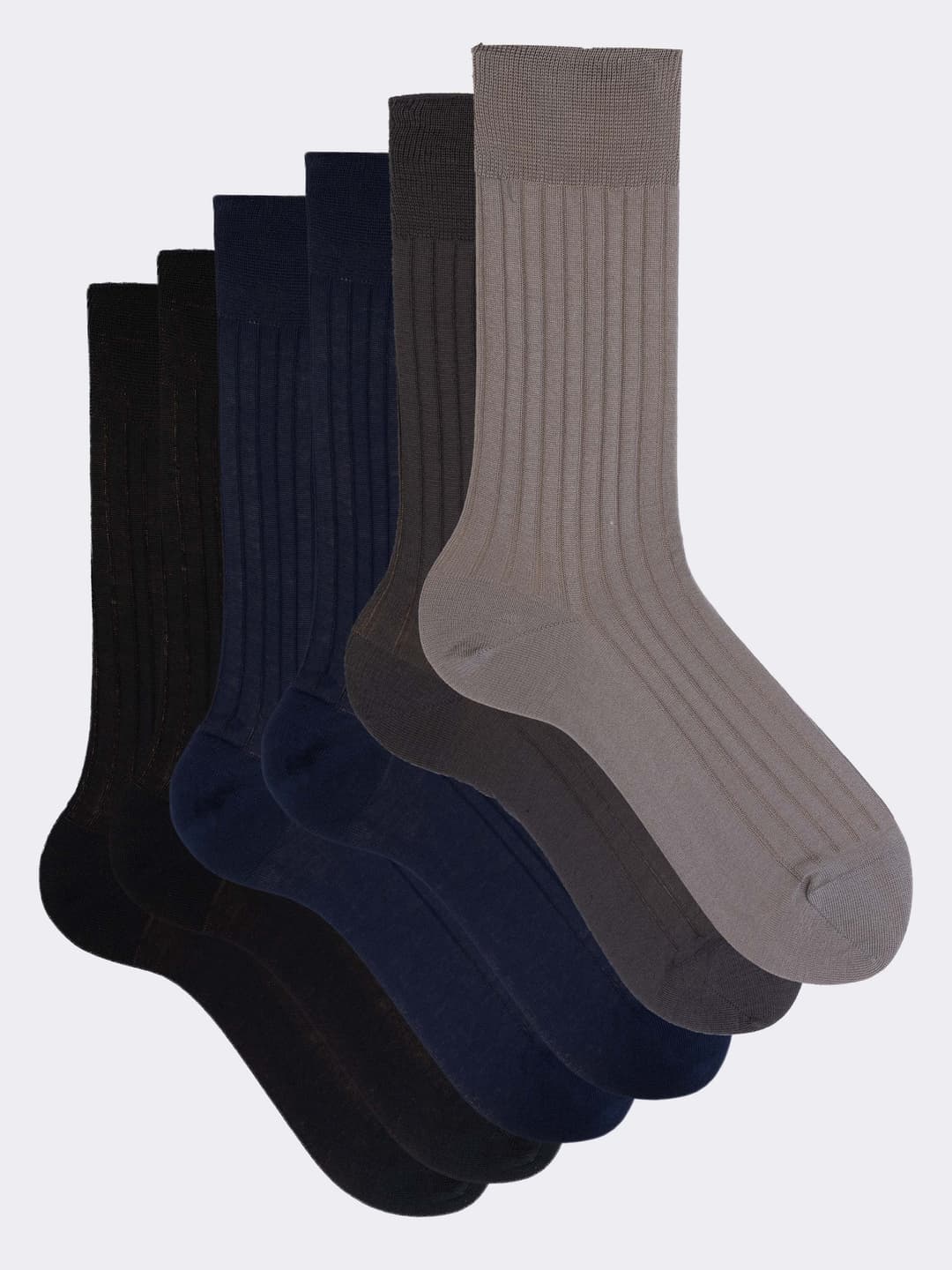 6 Paires Chaussettes Courtes Homme Coton - Côtelées - Confort
