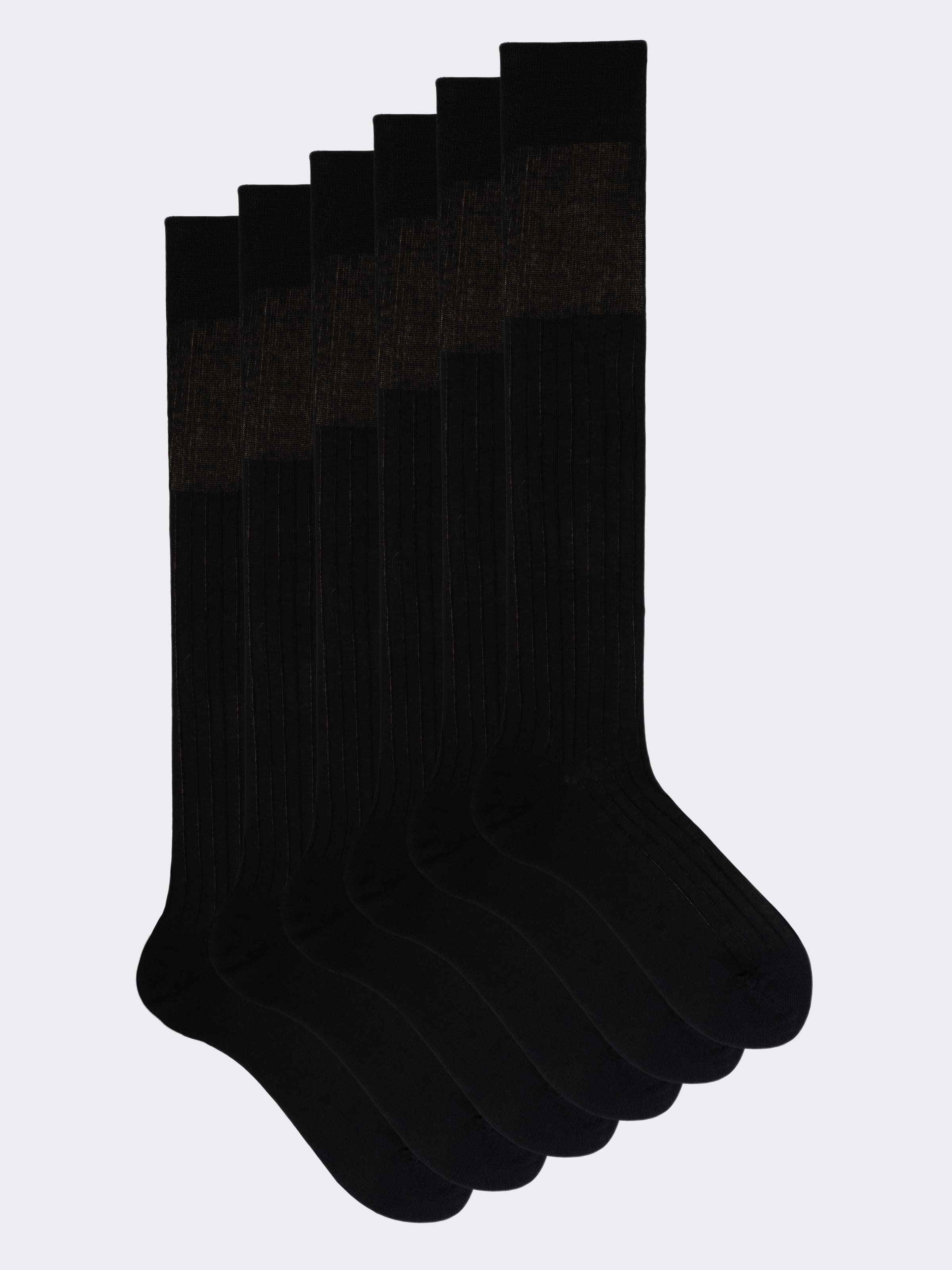 6 Paires de Chaussettes Longues à Côtes Larges pour Homme en pur Coton - Élégance Classique - Image 1