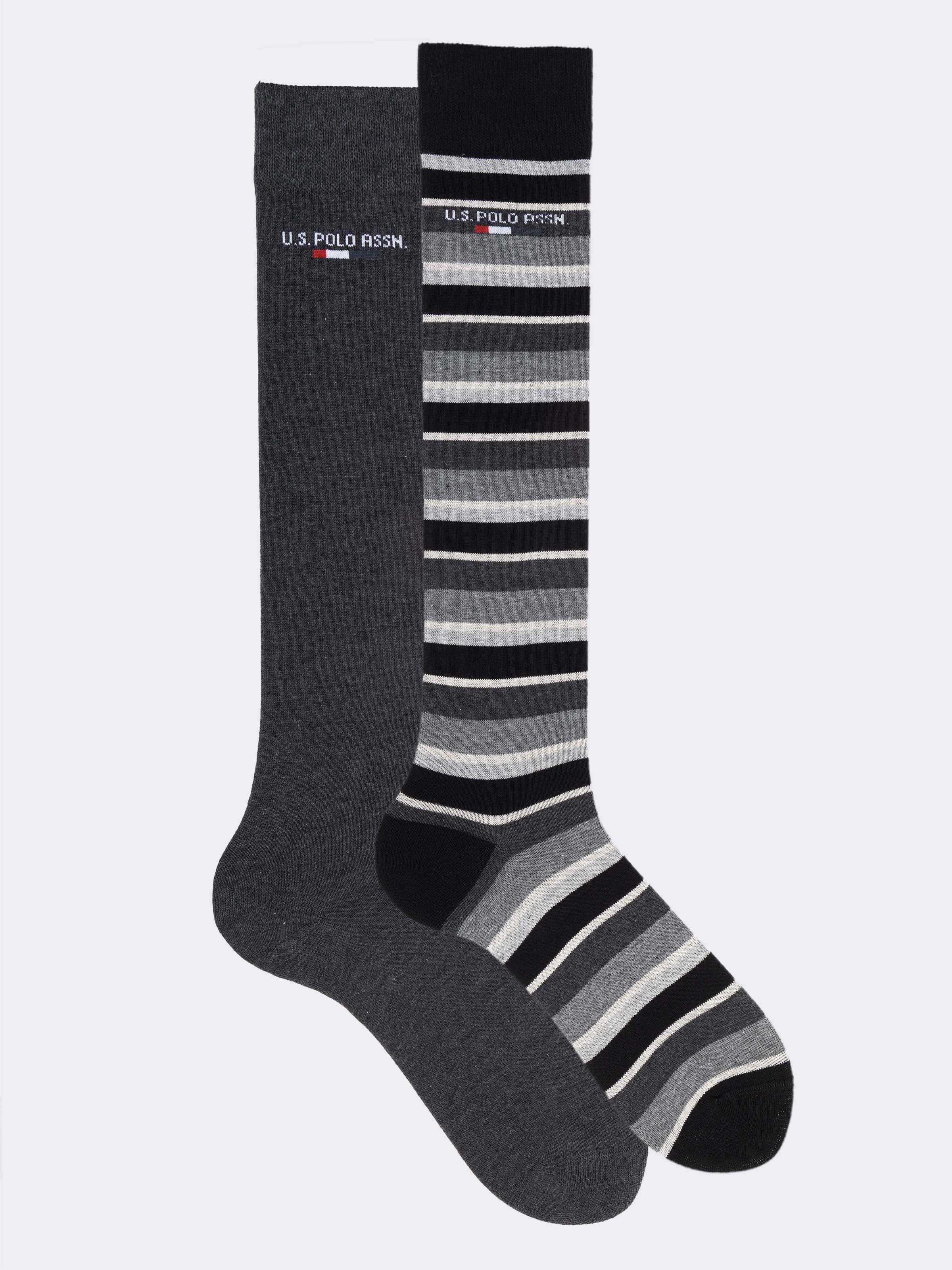 two Pairs Long U.S. POLO ASSN. Men's Socks - Patterned Warm Cotton - Image 1