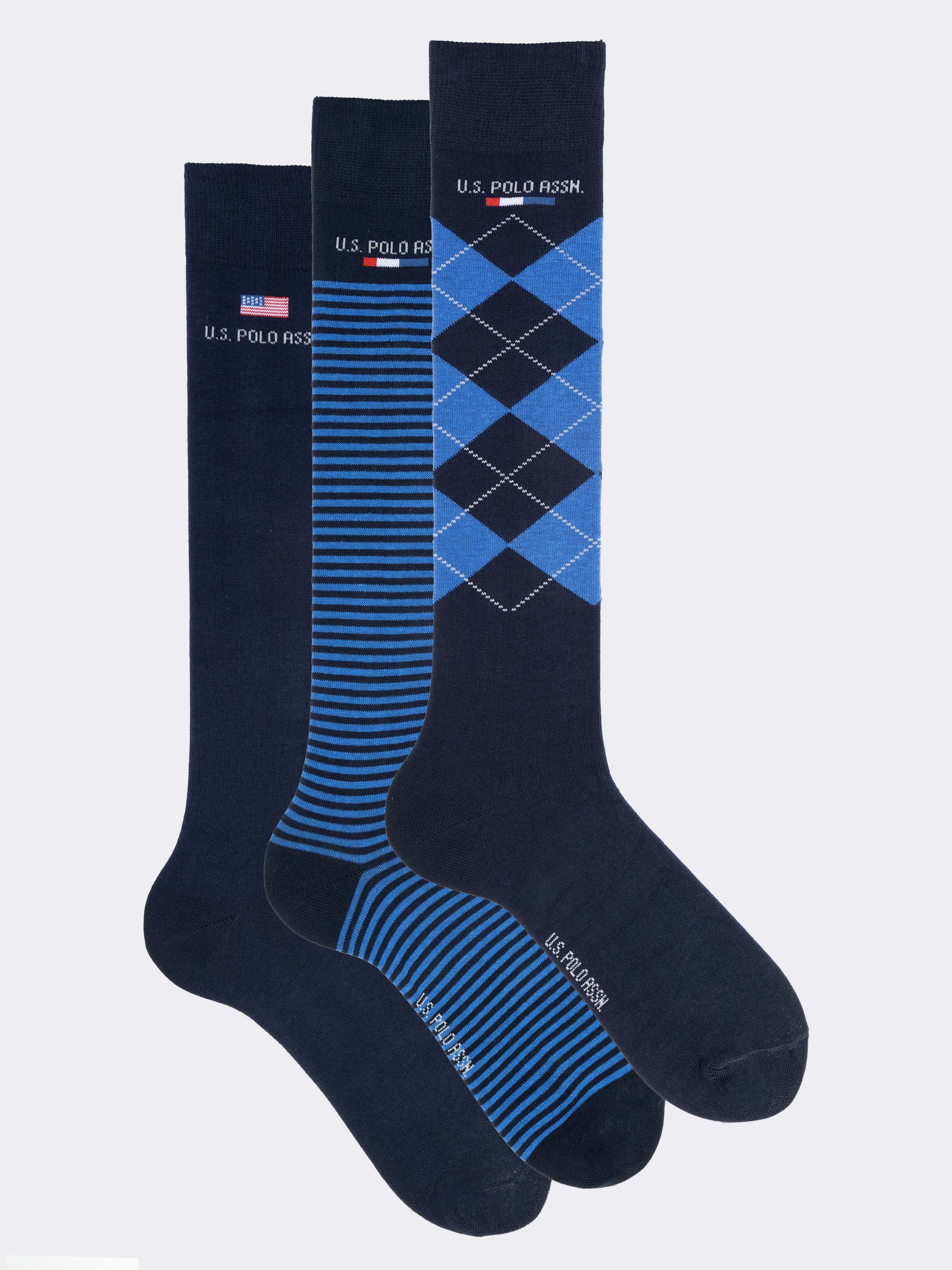 U.S. POLO ASSN. Men's Long Patterned Socks - 3 Pair box - Image 1