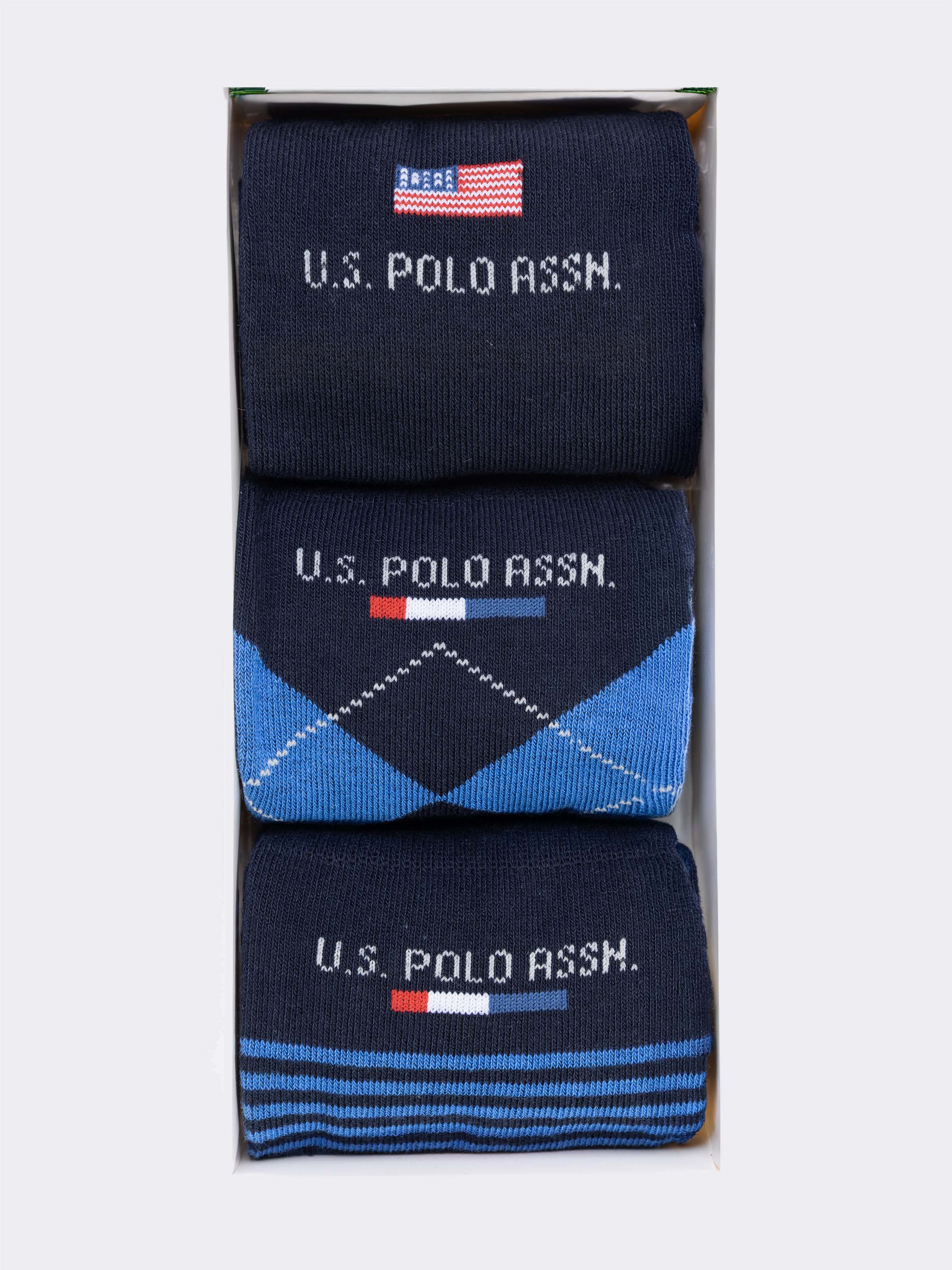 U.S. POLO ASSN. Men's Long Patterned Socks - 3 Pair box - Image 3