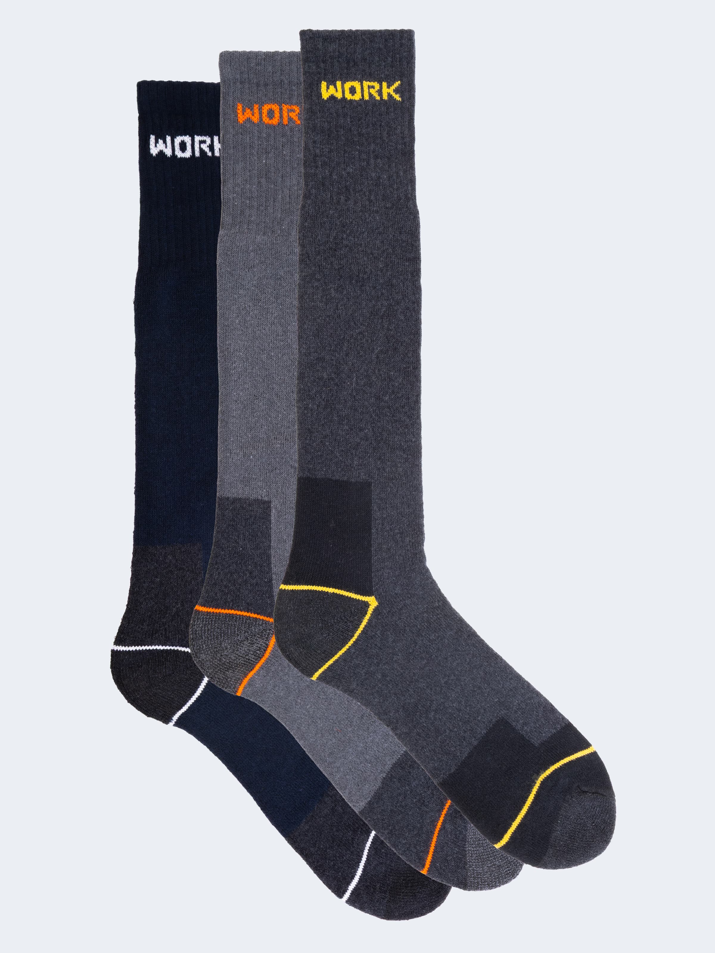 Men's Long Work Socks Reinforced Comfort – 3 Pairs - Image 1