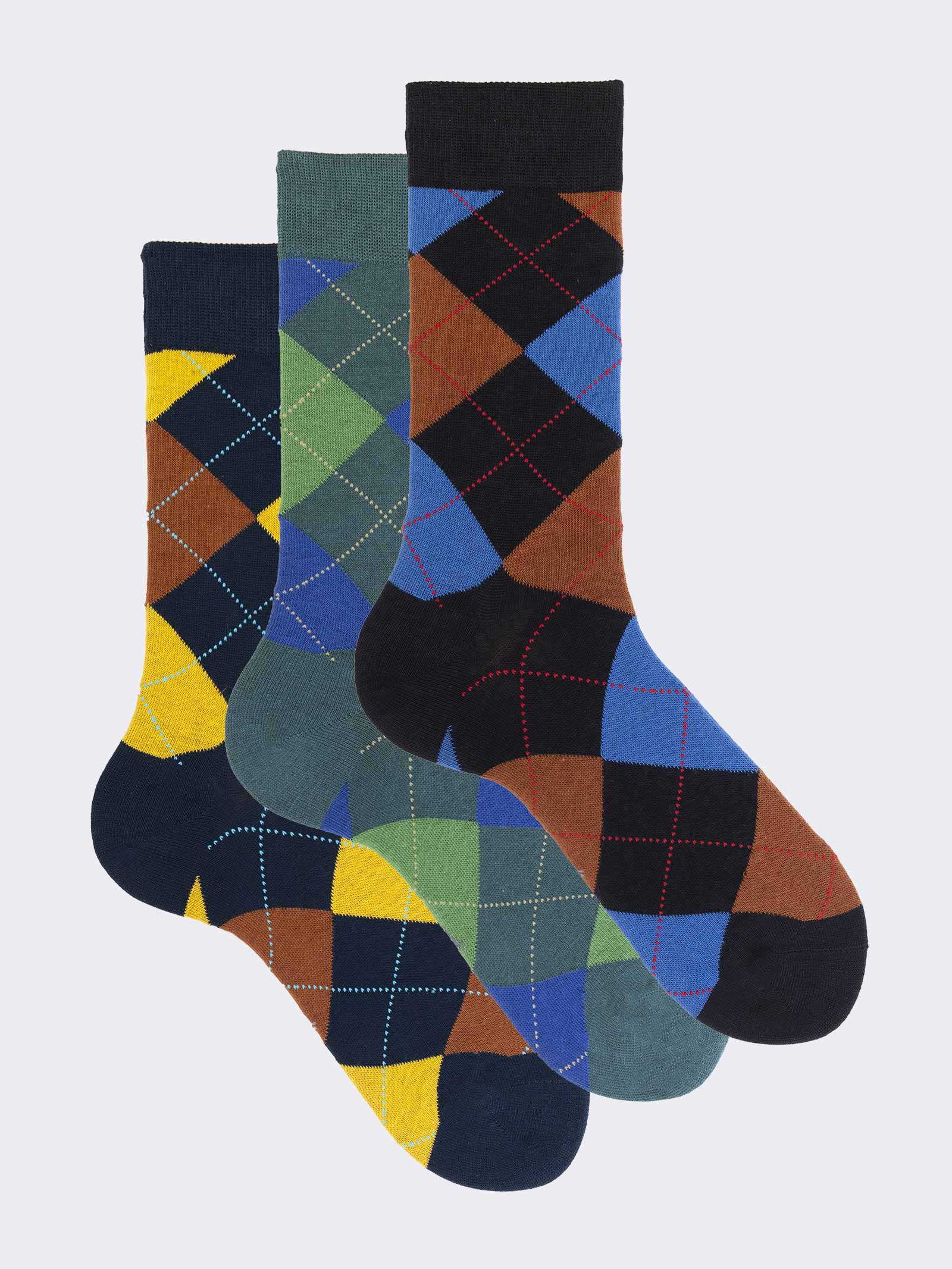 3er-Pack Herren Kurzsocken aus Warmem Baumwolle - Rautenmuster - Image 1