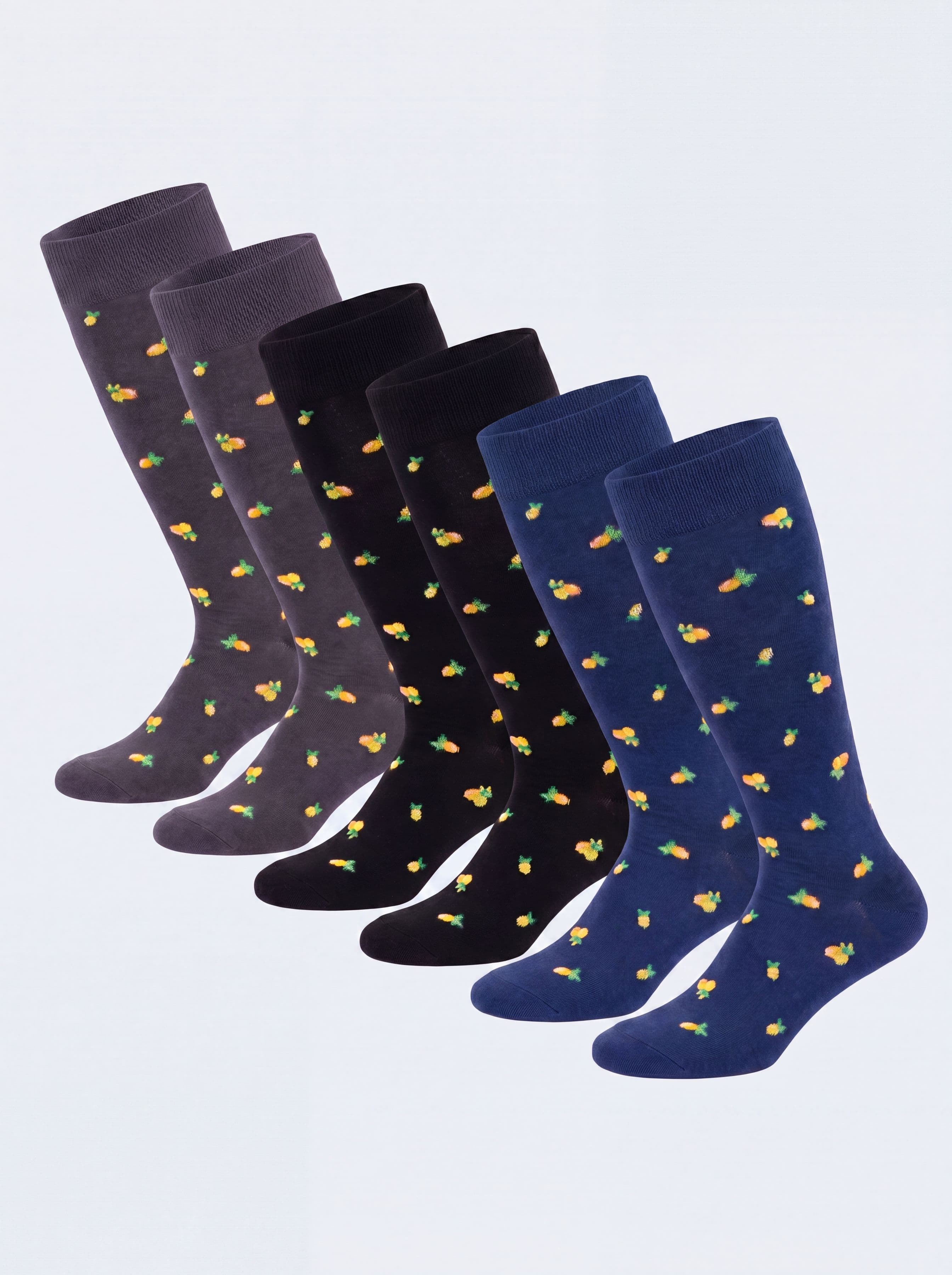 Long Lemon Print Cotton Lisle Socks - Image 1