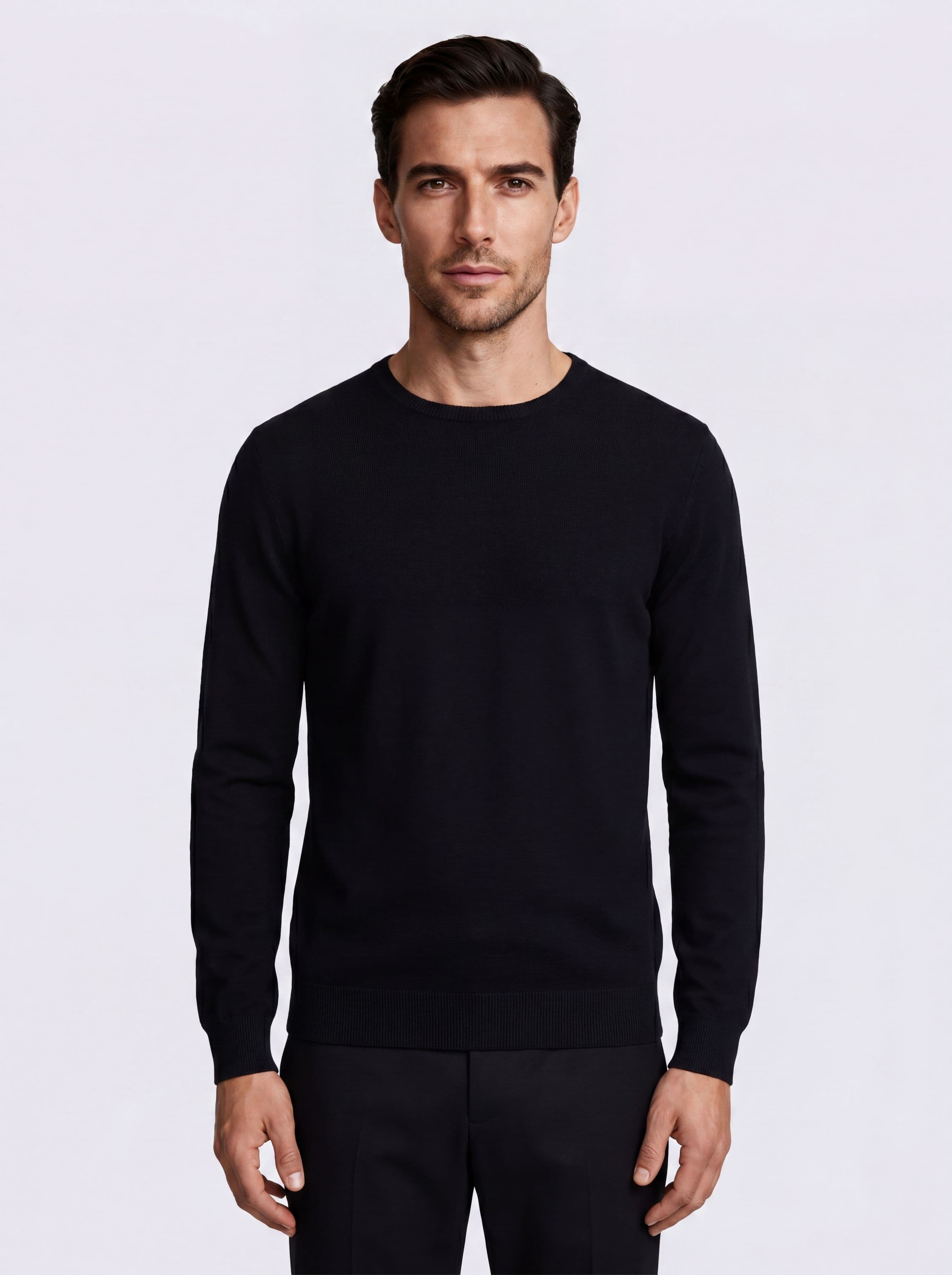 Pull col Rond en Coton Léger Jauge 12