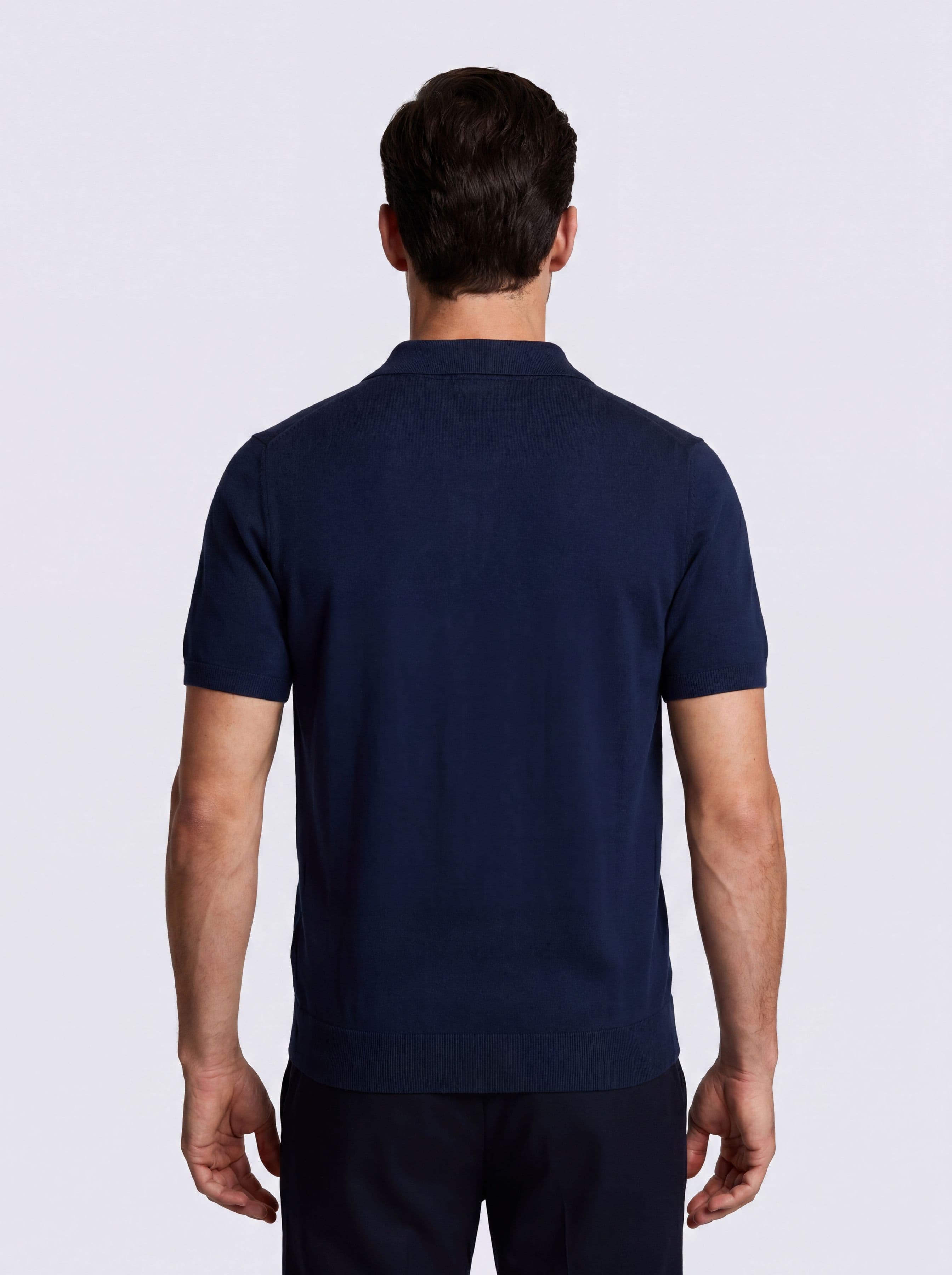 Short-Sleeve Knit Polo in 100% Cotton, Made in Italy - Image 2