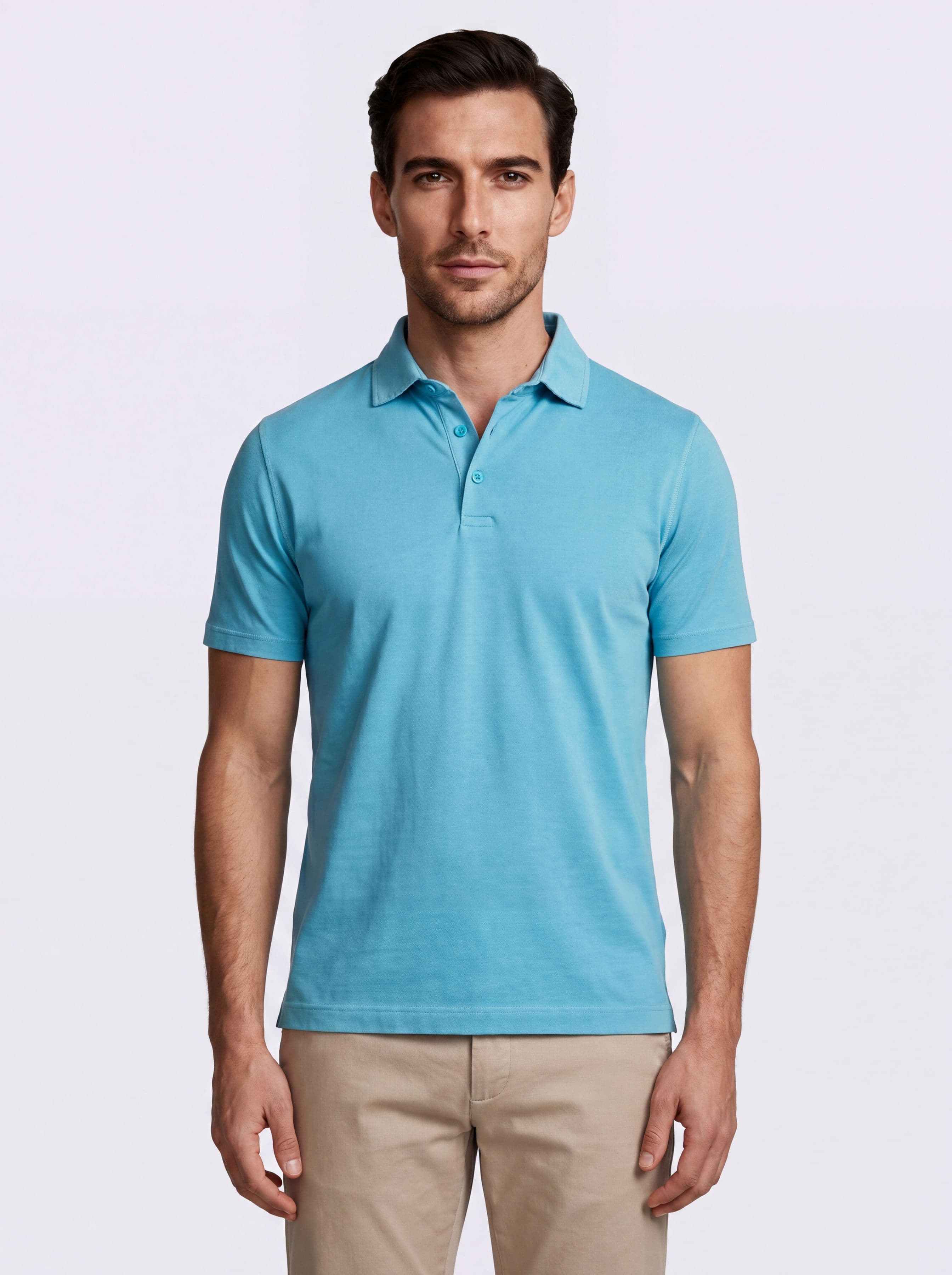 Men's Stretch Piqué Cotton Polo | 3 Buttons | Made in Italy - Image 1
