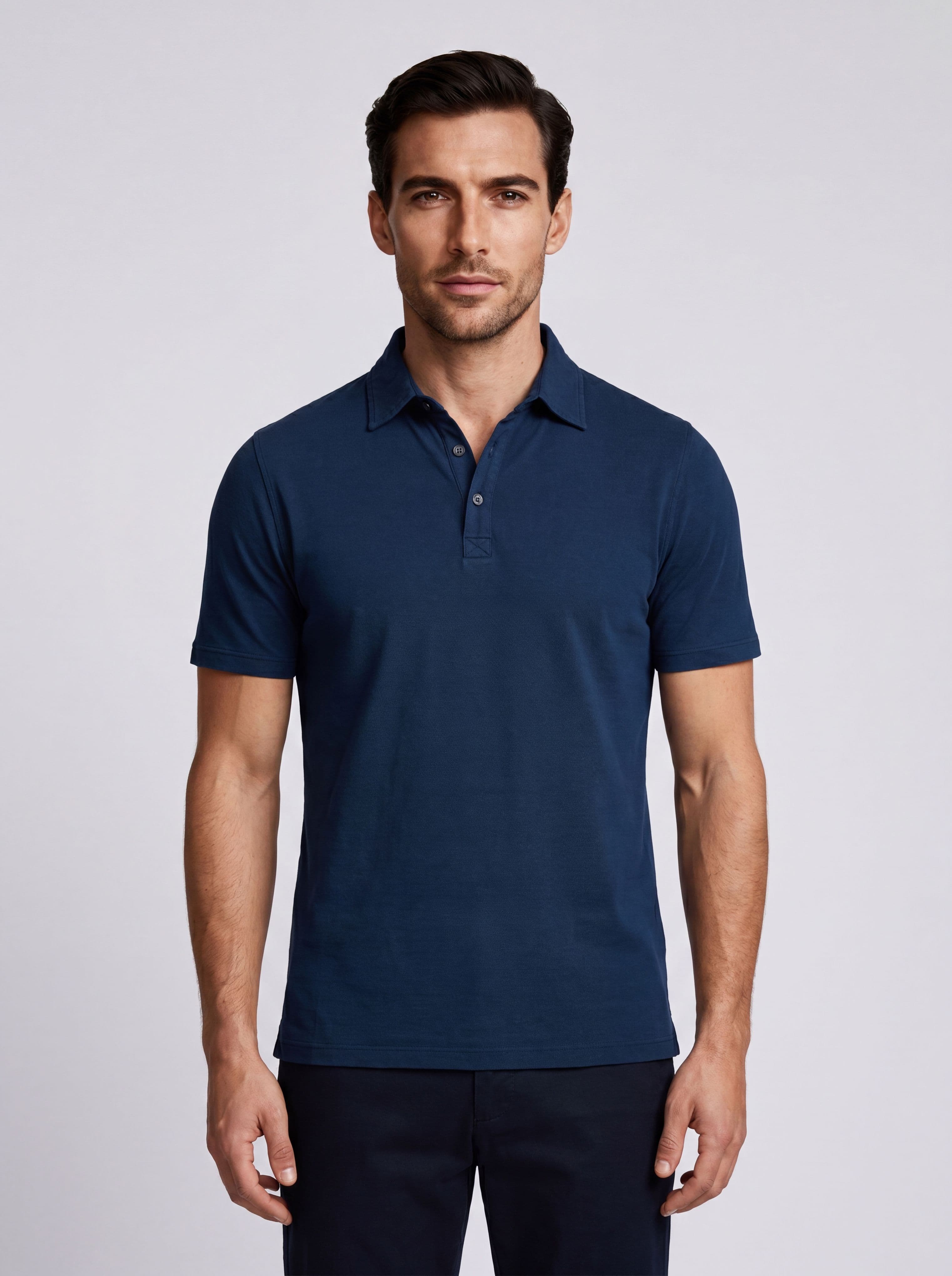Men's Short Sleeve Piquet Stone Wash Polo Made in Italy - Image 1