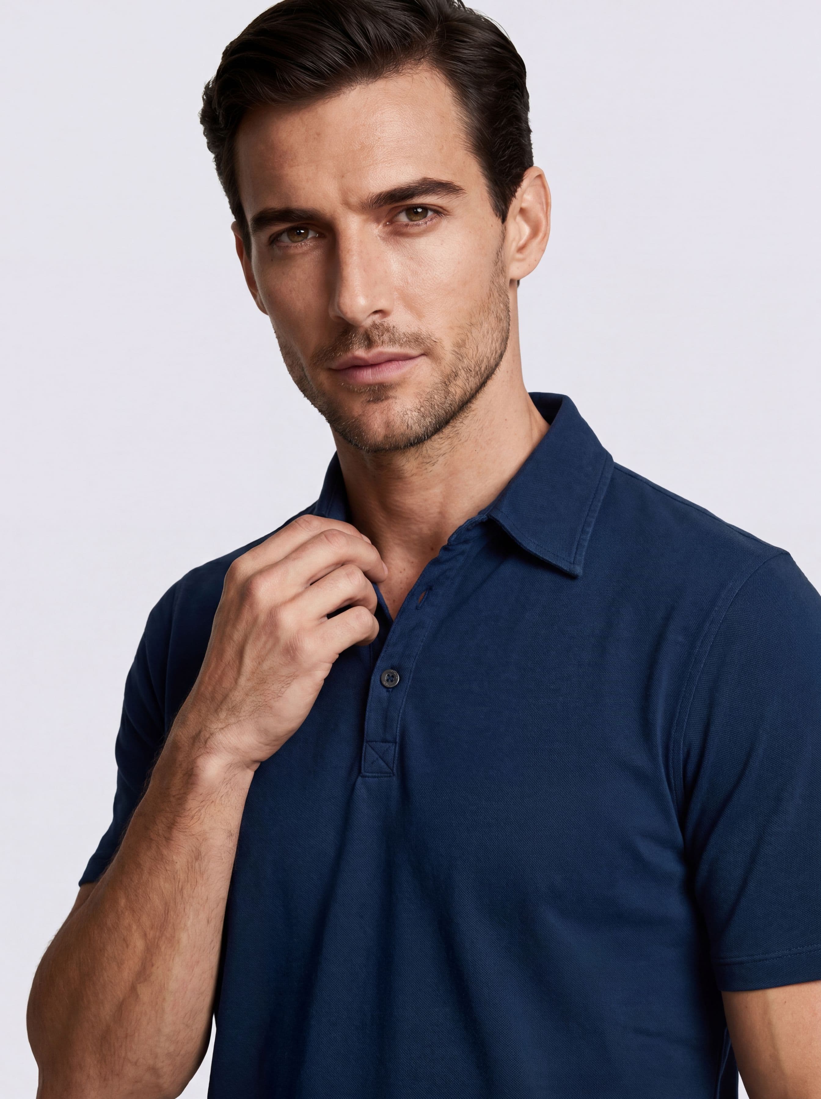 Men's Short Sleeve Piquet Stone Wash Polo Made in Italy - Image 3