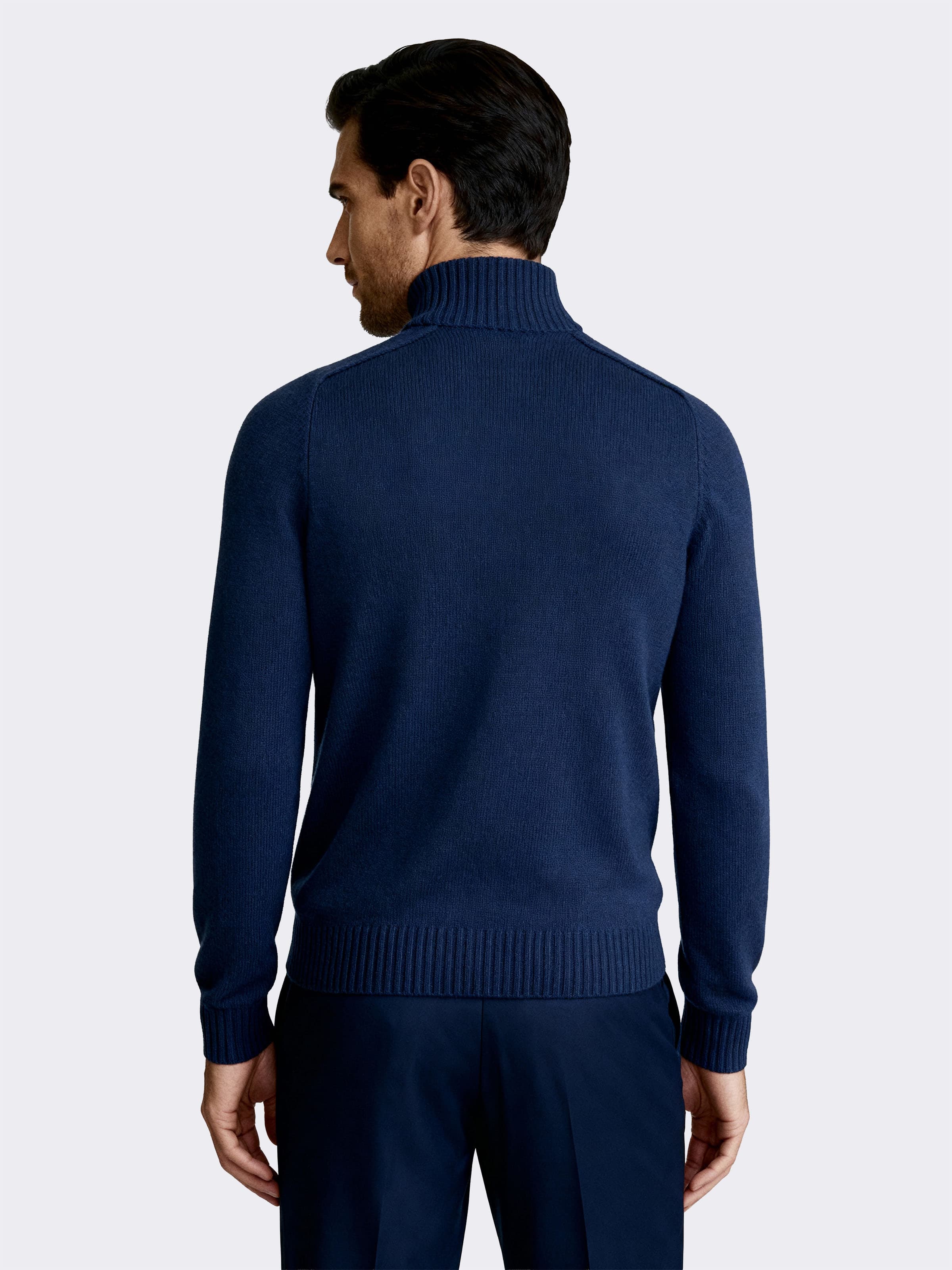 Men's long sleeve turtleneck with ribbed details in Cashmere blend - Image 2