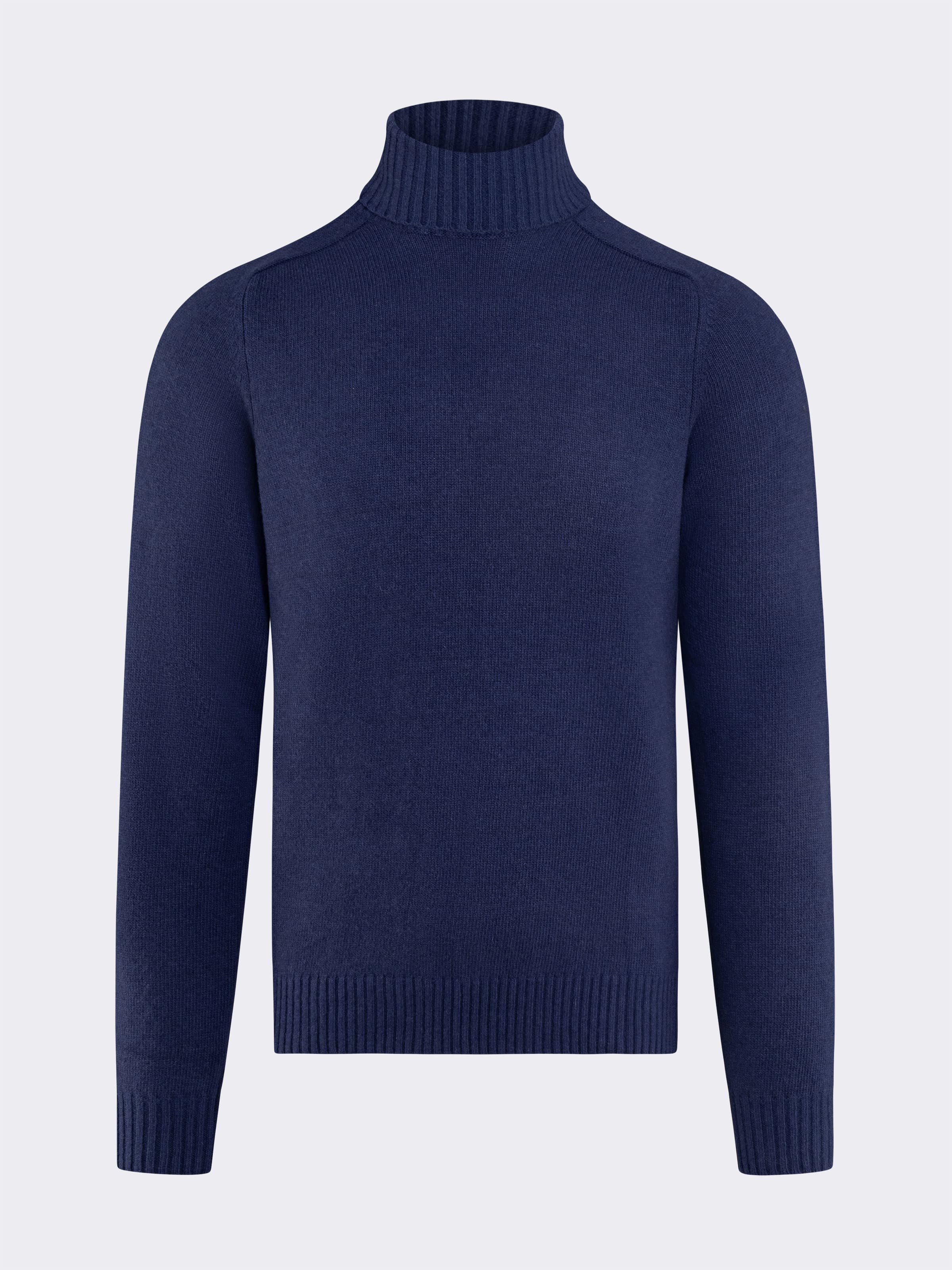 Men's long sleeve turtleneck with ribbed details in Cashmere blend - Image 4