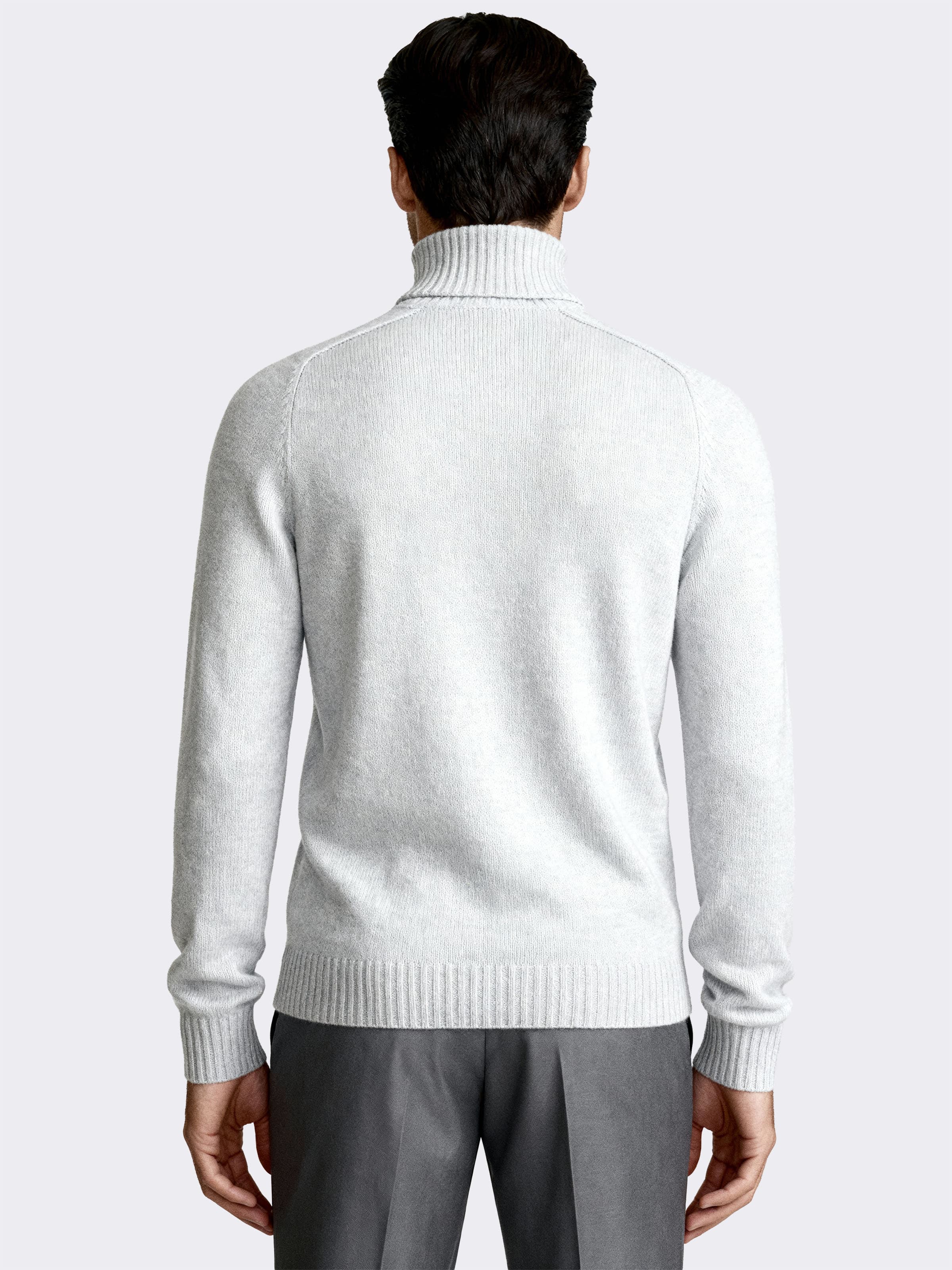 Men's long sleeve turtleneck with ribbed details in Cashmere blend - Image 2