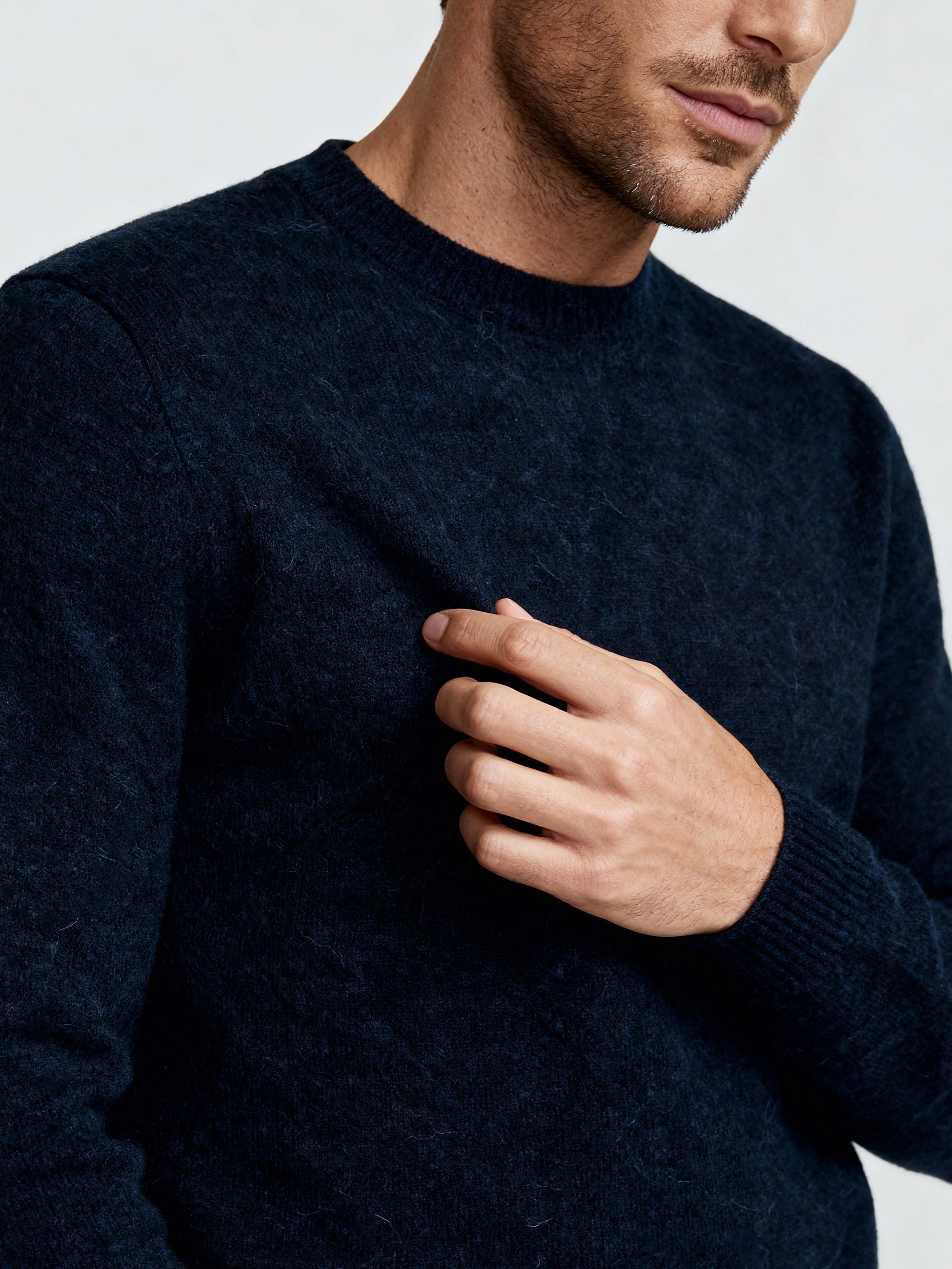 Men's Long Sleeve Crewneck in Alpaca and Wool - Image 3