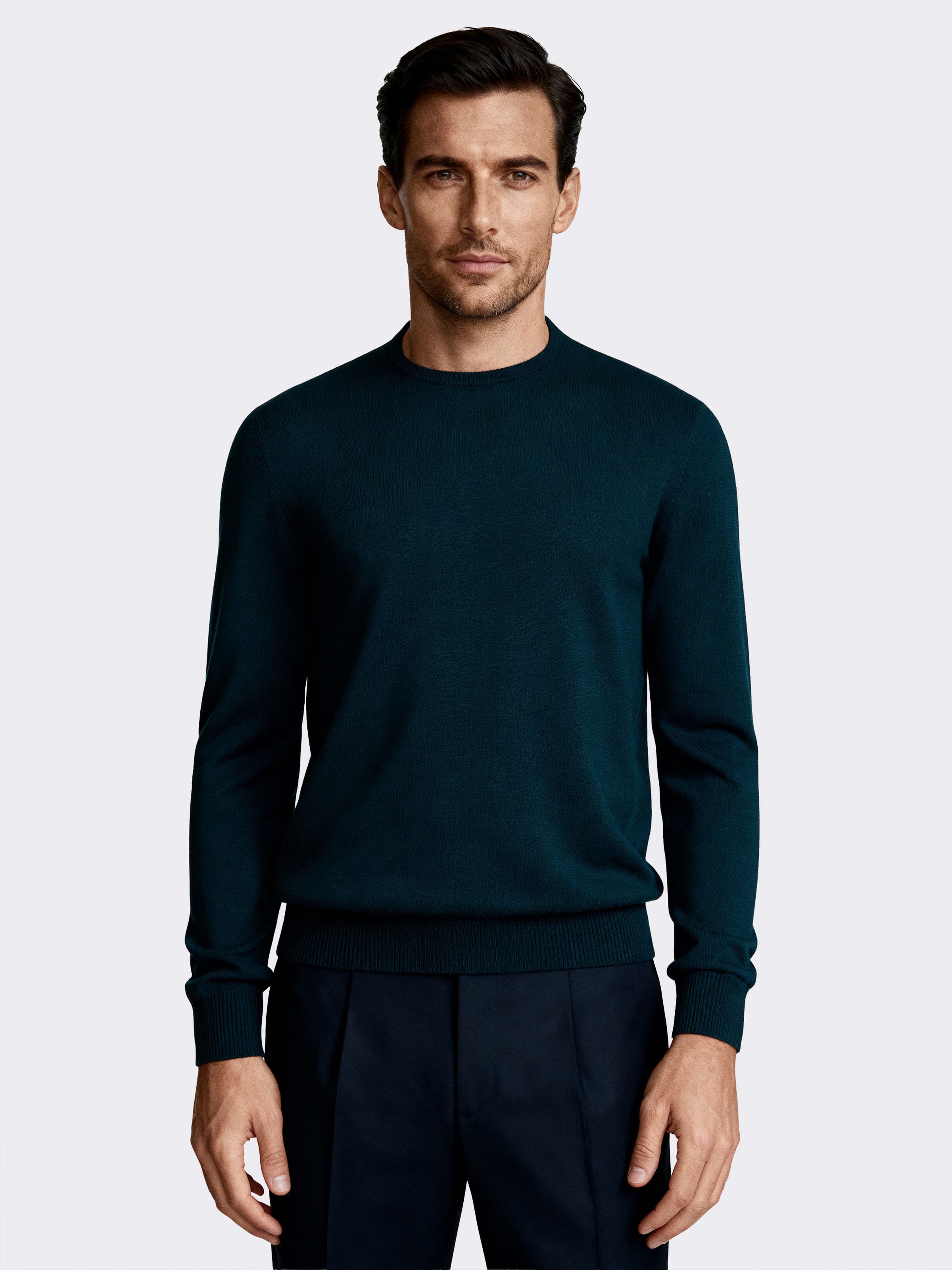 Pull col Rond Homme Laine Mérinos 100% - Made in Italy
