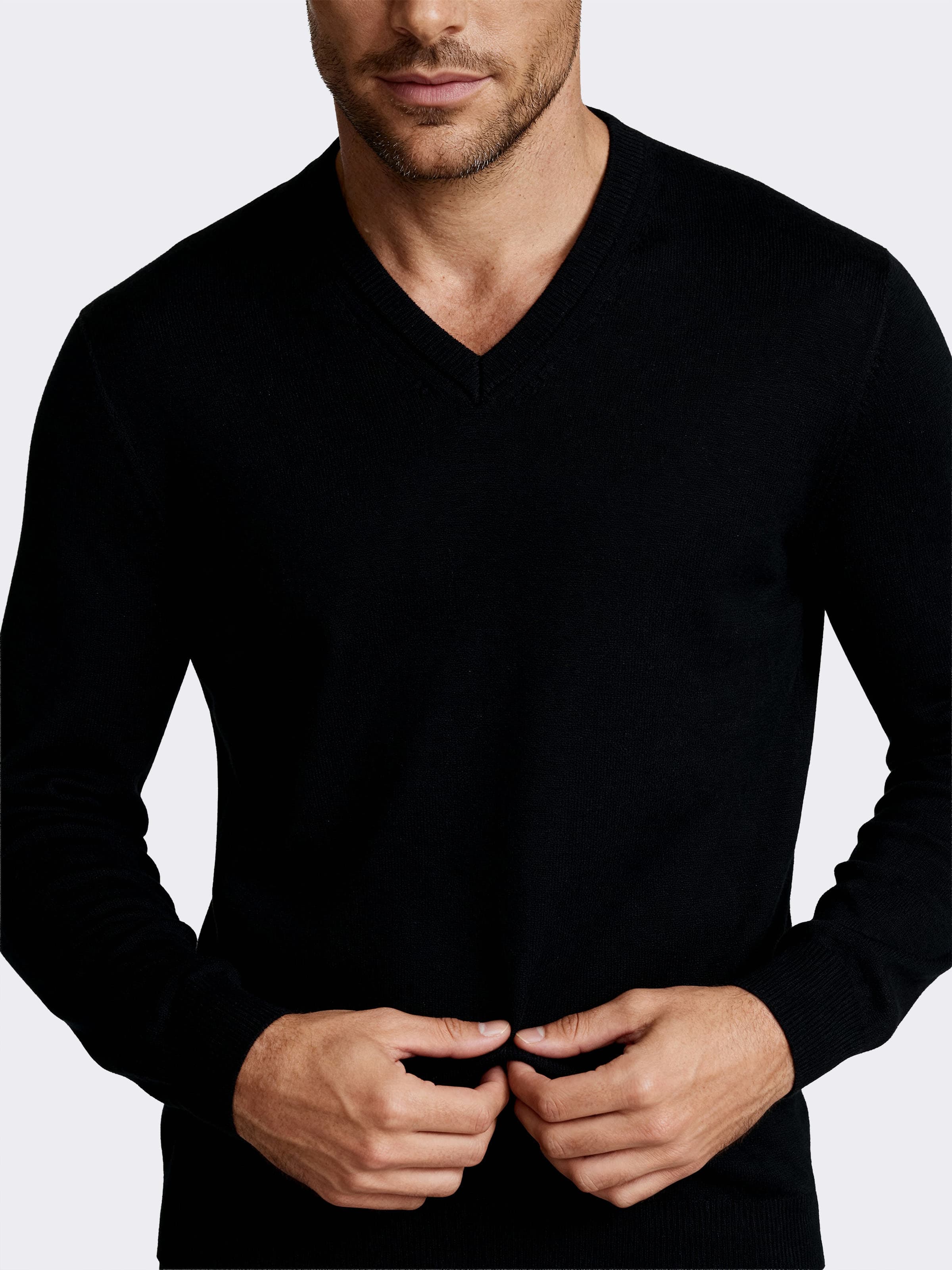 Jersey de Hombre con Cuello en v y Manga Larga en 100% Lana Merino - Image 3