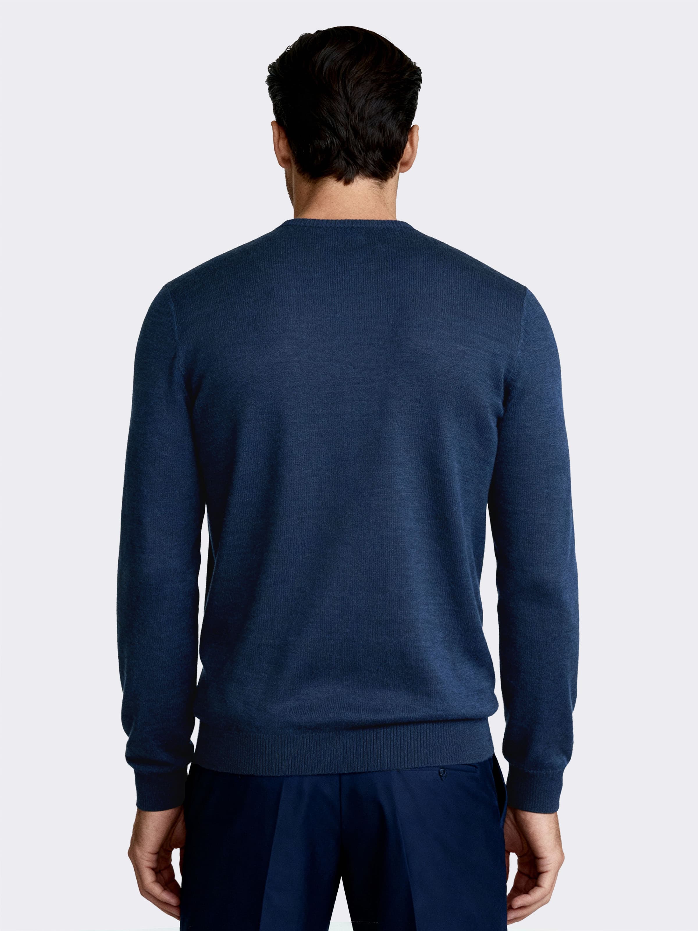 Herren V-Ausschnitt Pullover mit langen Ärmeln aus 100% Merinowolle - Image 2