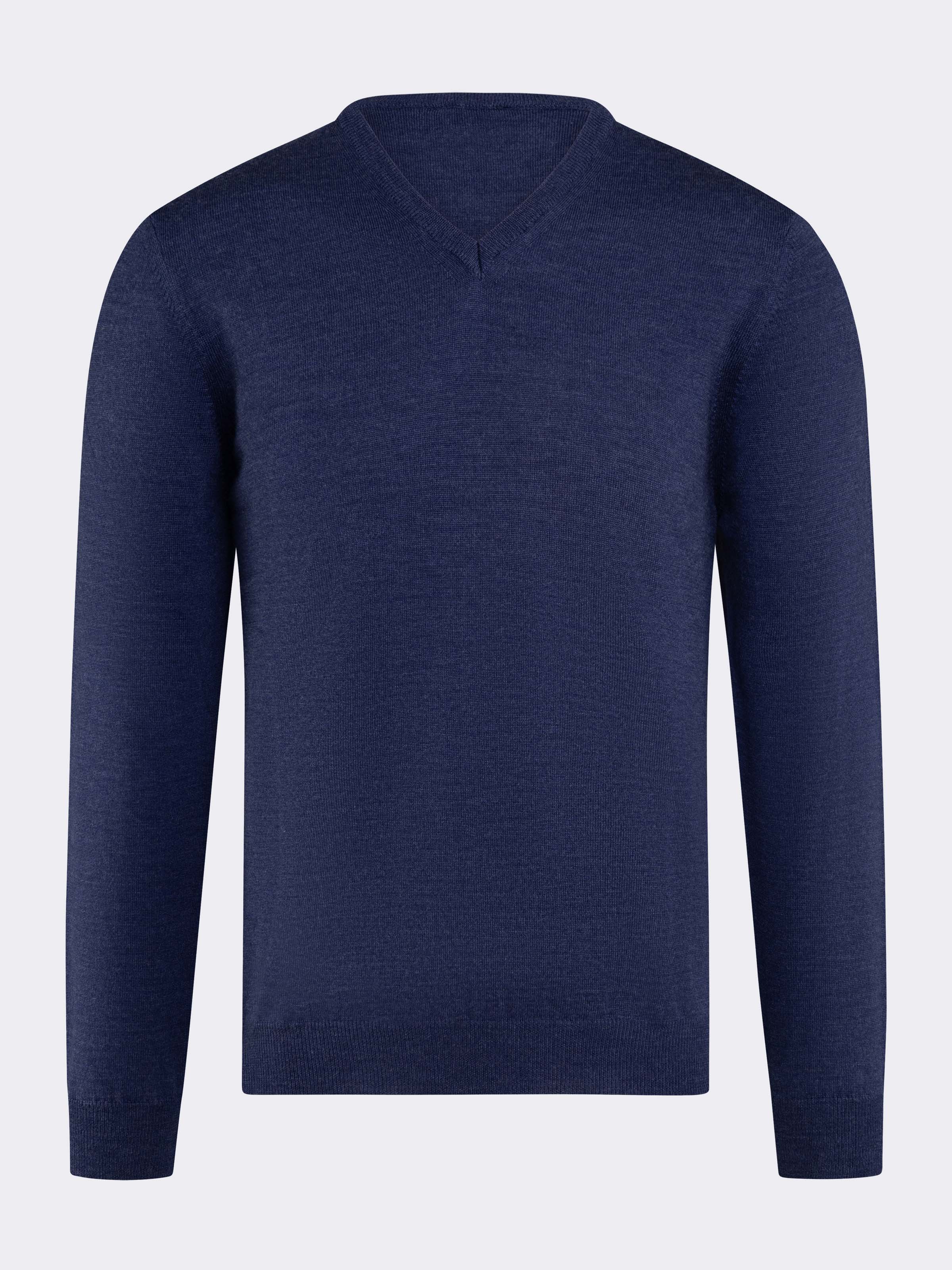 Herren V-Ausschnitt Pullover mit langen Ärmeln aus 100% Merinowolle - Image 4