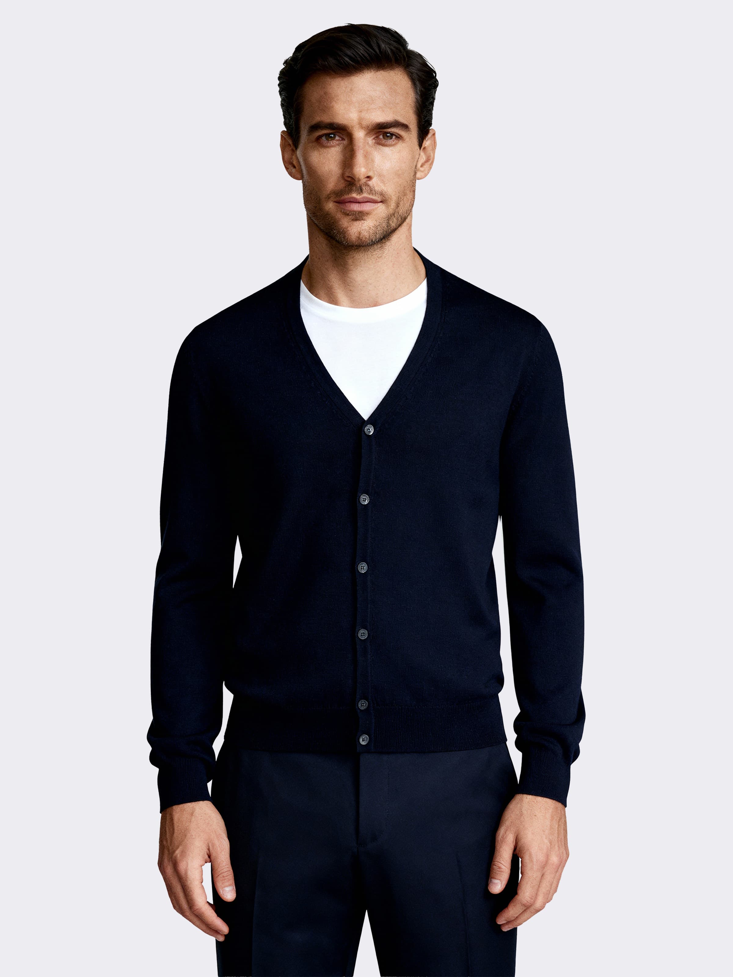Herren-Cardigan mit Knöpfen Langarm aus 100% Wolle - Image 1