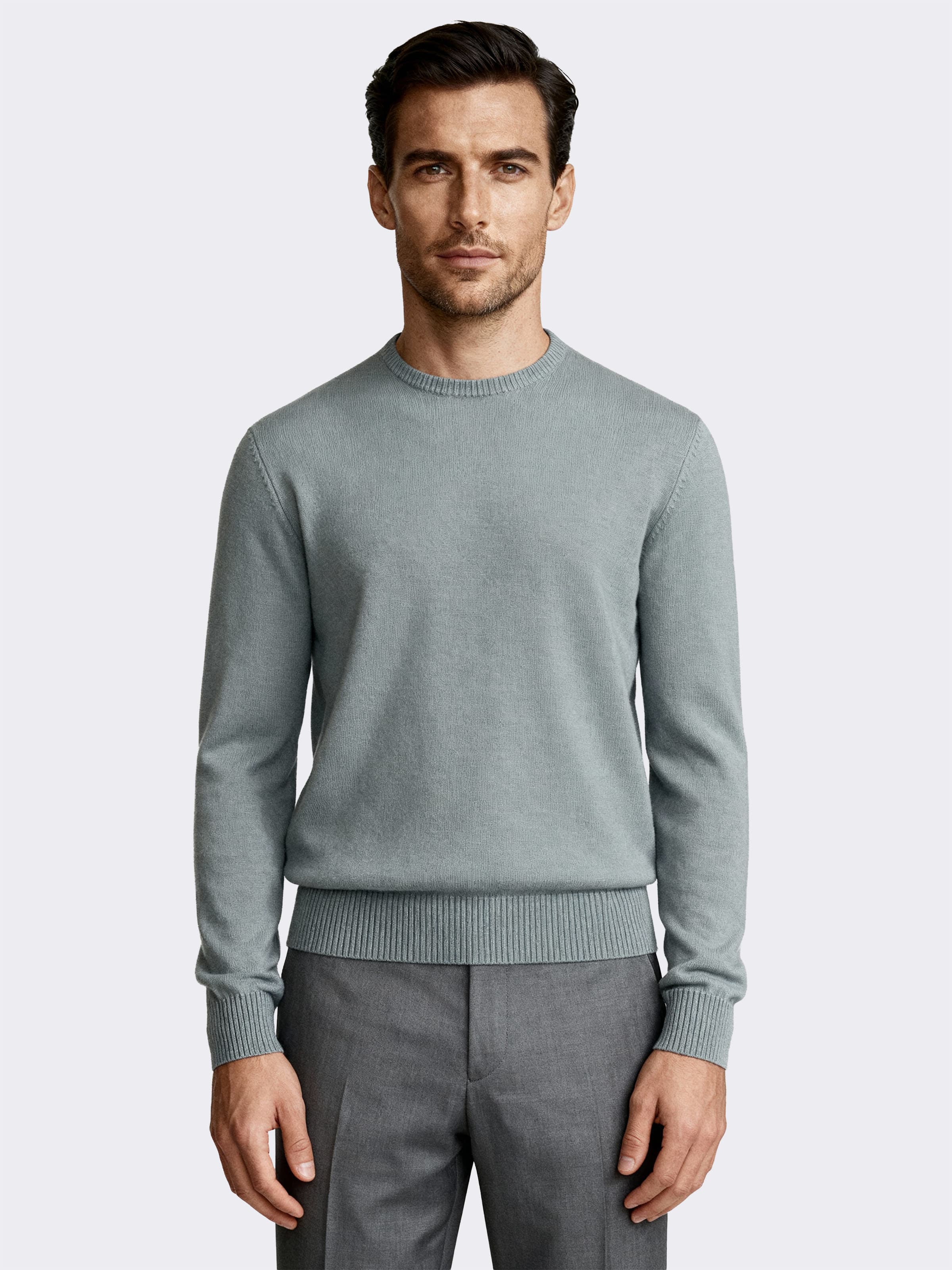 Jersey cuello redondo hombre manga larga en 100% Cashmere - Image 1
