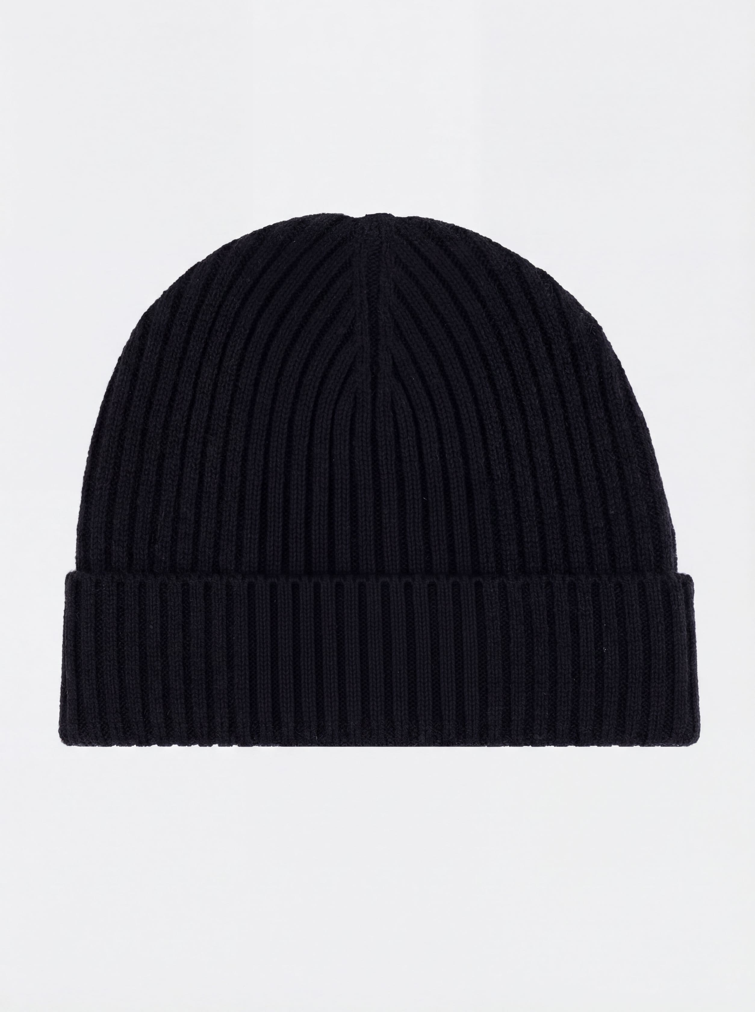 Pure Wool Ribbed Beanie hat with Turn-Up - Image 1