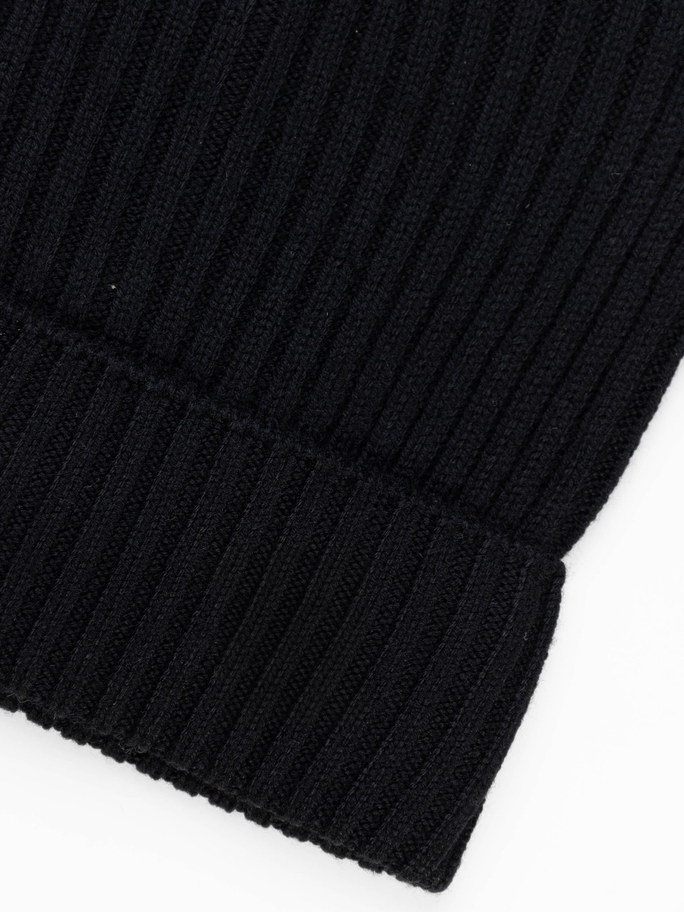 Pure Wool Ribbed Beanie hat with Turn-Up - Image 3
