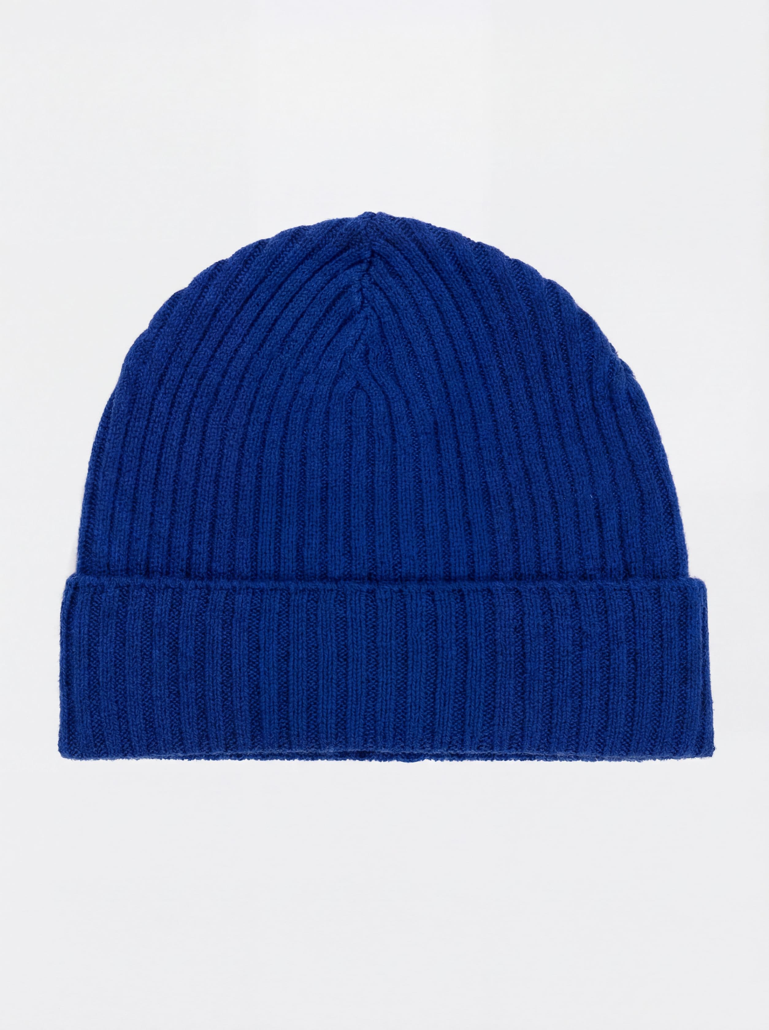 Mütze Beanie aus 100% Reiner Wolle mit Umschlag Gerippt