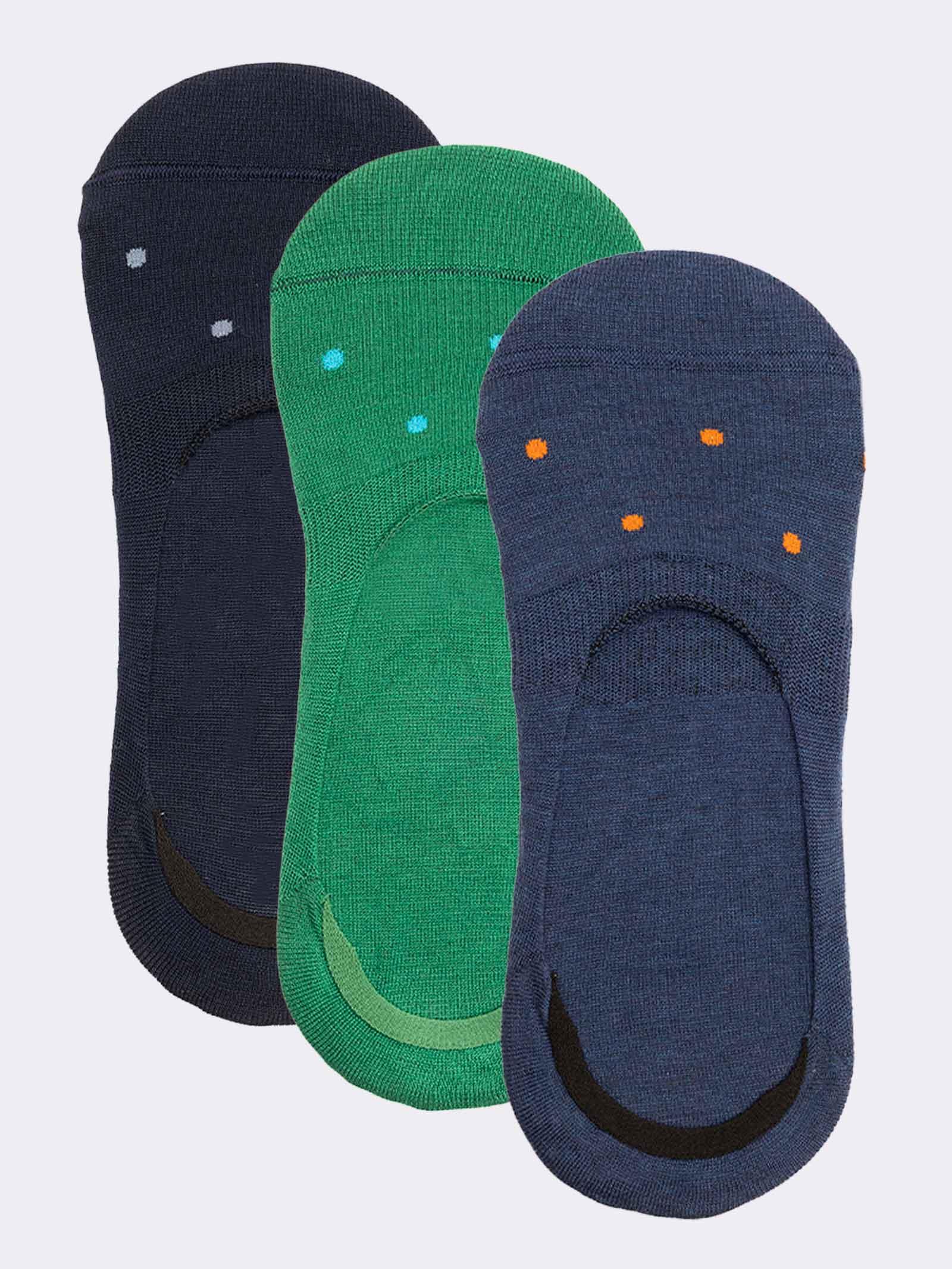 Tris de calcetines invisibles para hombre con diseño de lunares en fresco algodón - Hecho en Italia - Image 1