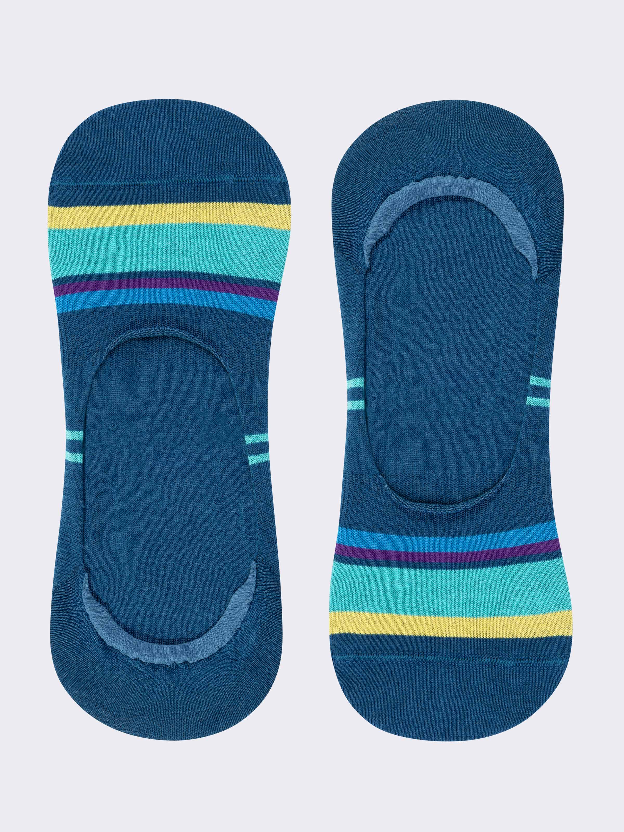 3 Pairs Men's Patterned No-Show Socks in Fresh Cotton - Image 3