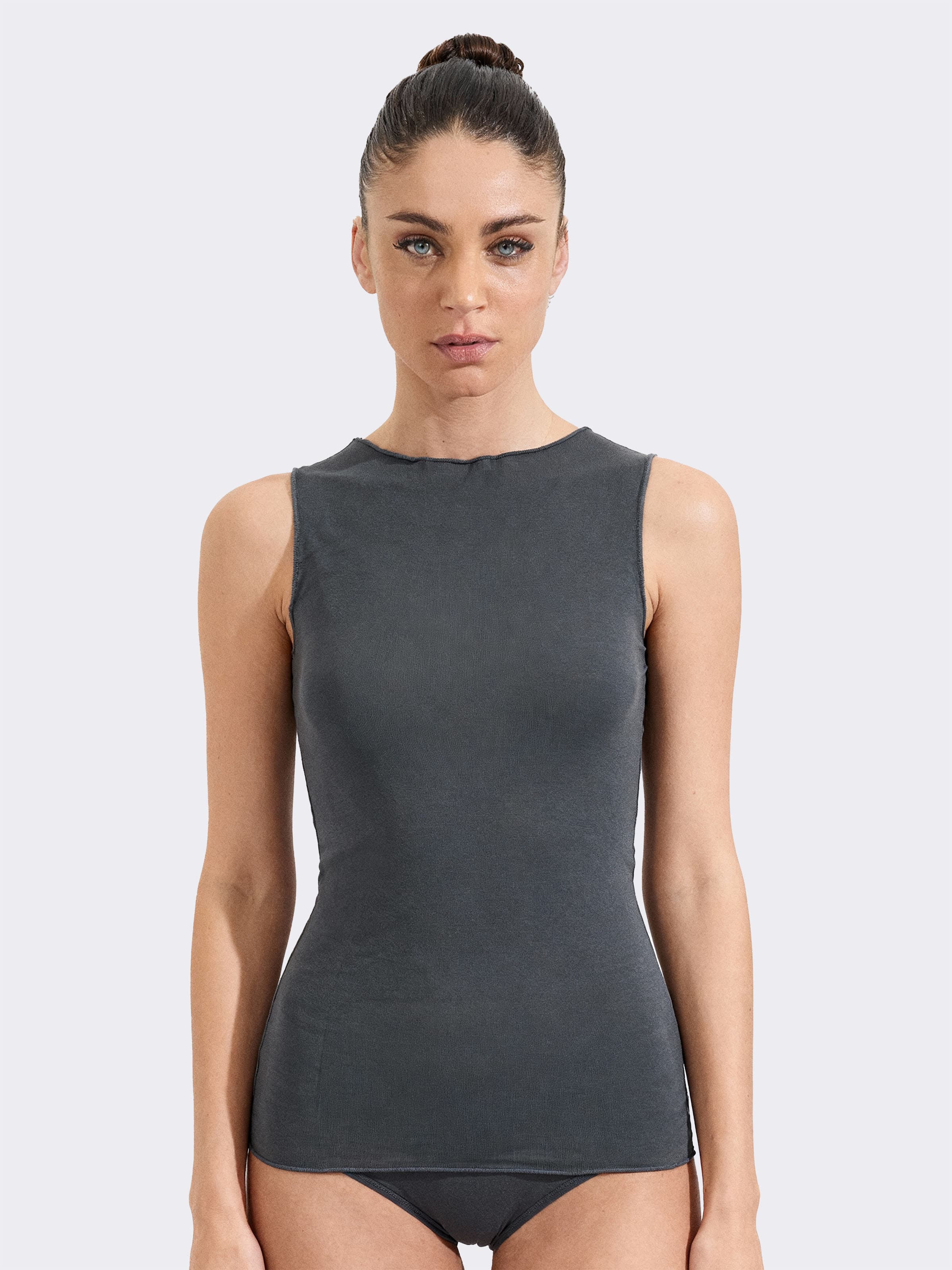 Damen-Rundhalsshirt ohne Ärmel aus Kaschmir – Elegante und warme Unterwäsche - Image 1