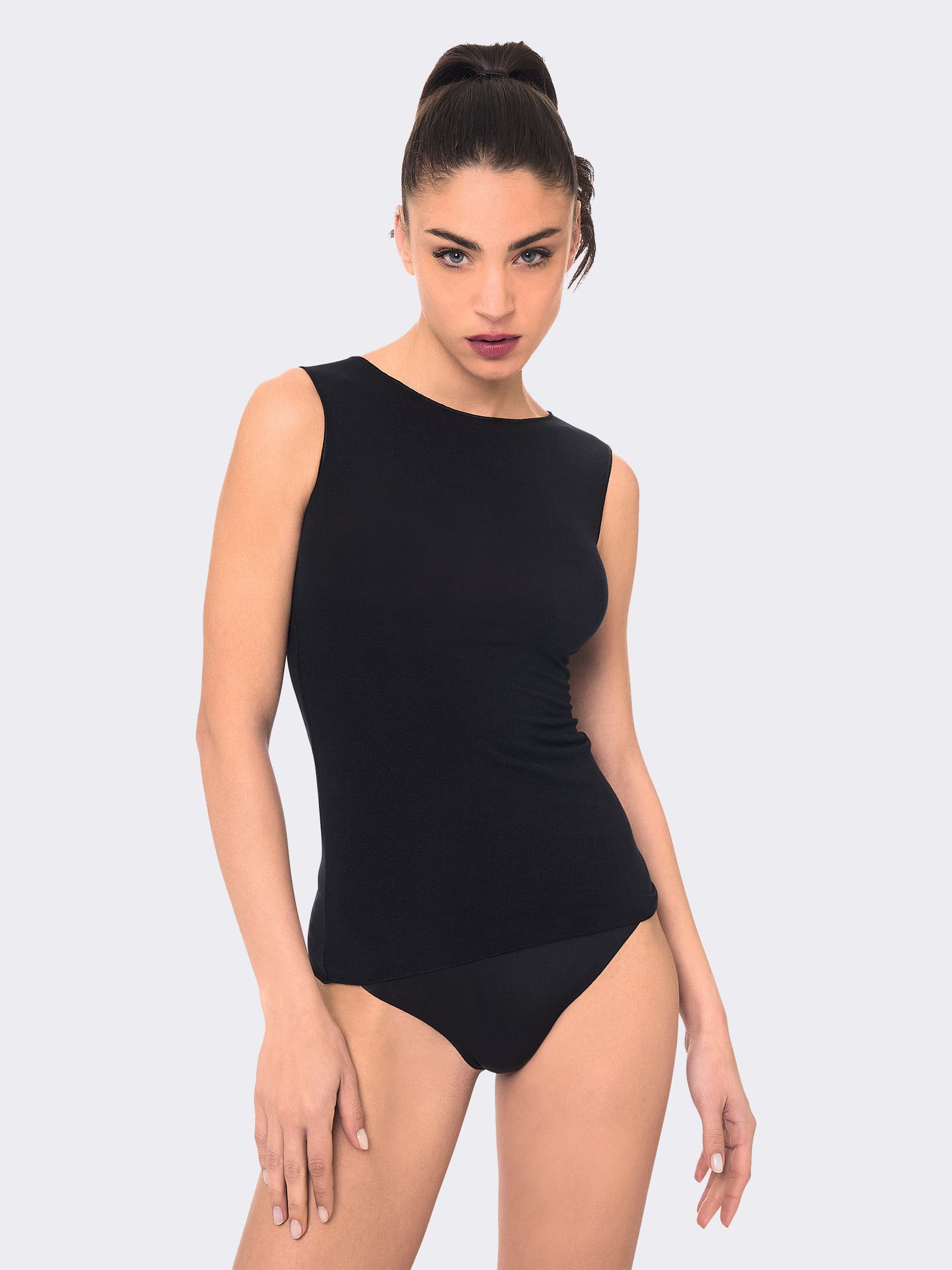 Damen-Rundhalsshirt ohne Ärmel aus Kaschmir – Elegante und warme Unterwäsche