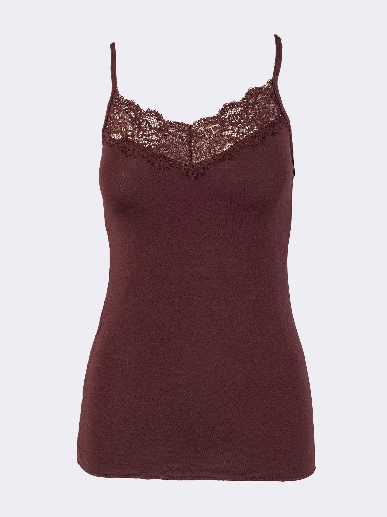 Camiseta sin Mangas Mujer Cachemir & Modal con Encaje - Ropa Interior Elegante y Cálida - Image 1