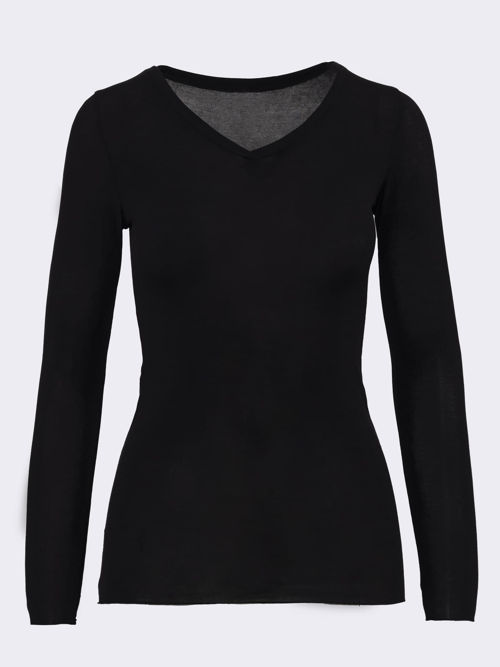 Damen Langarm Unterhemd V-Ausschnitt Premium - Elegant und Komfortabel - Image 2
