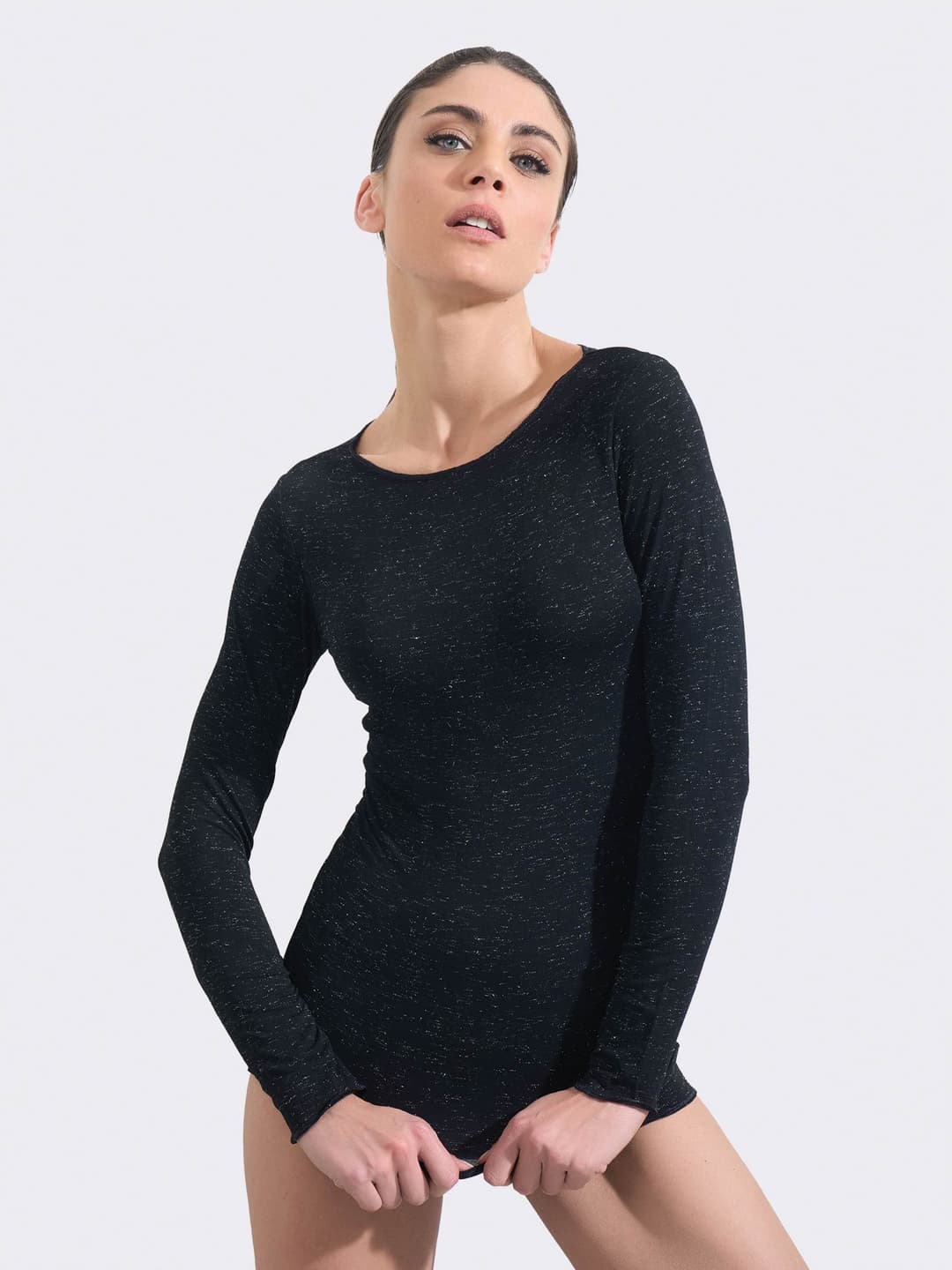 Damen-Unterziehpullover mit Bootsausschnitt aus Lurex