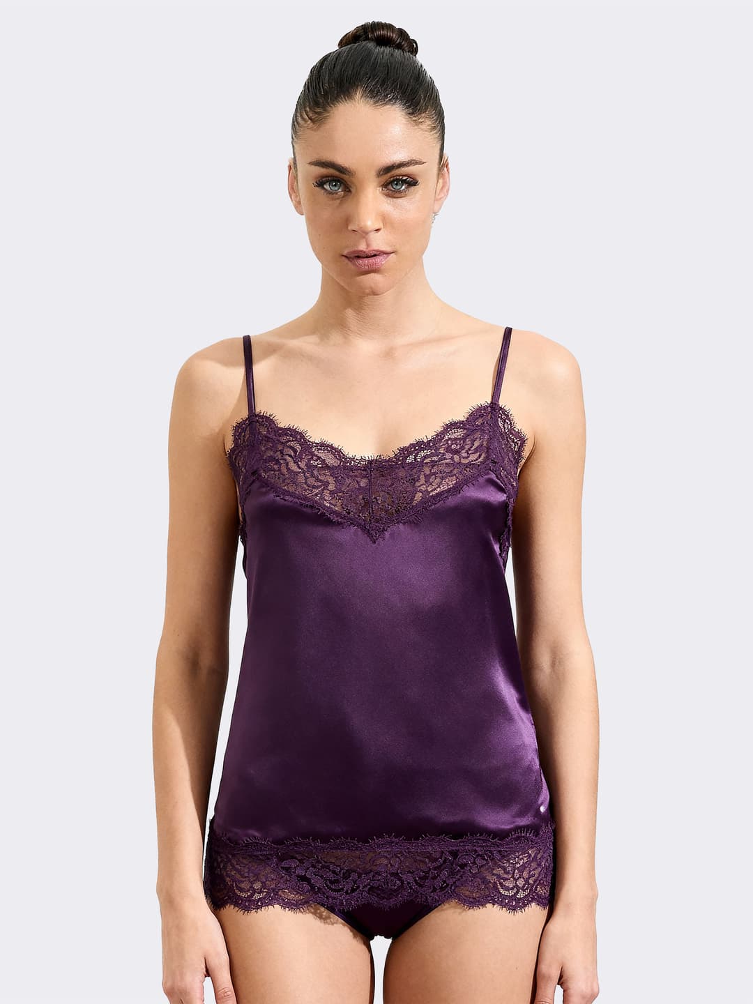 Women's Solid Color top with Lace - Refined and Elegant