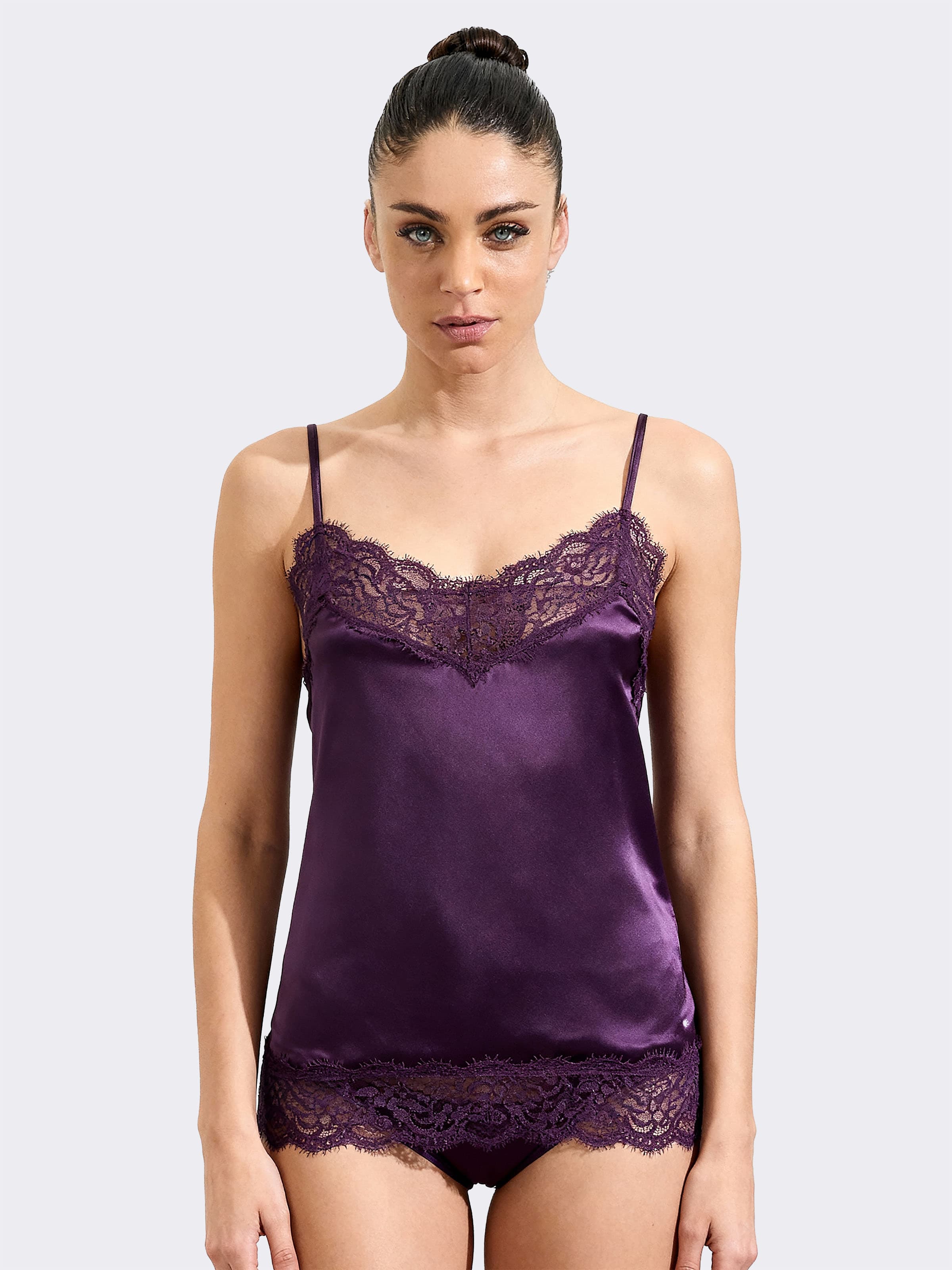 Women's Solid Color top with Lace - Refined and Elegant