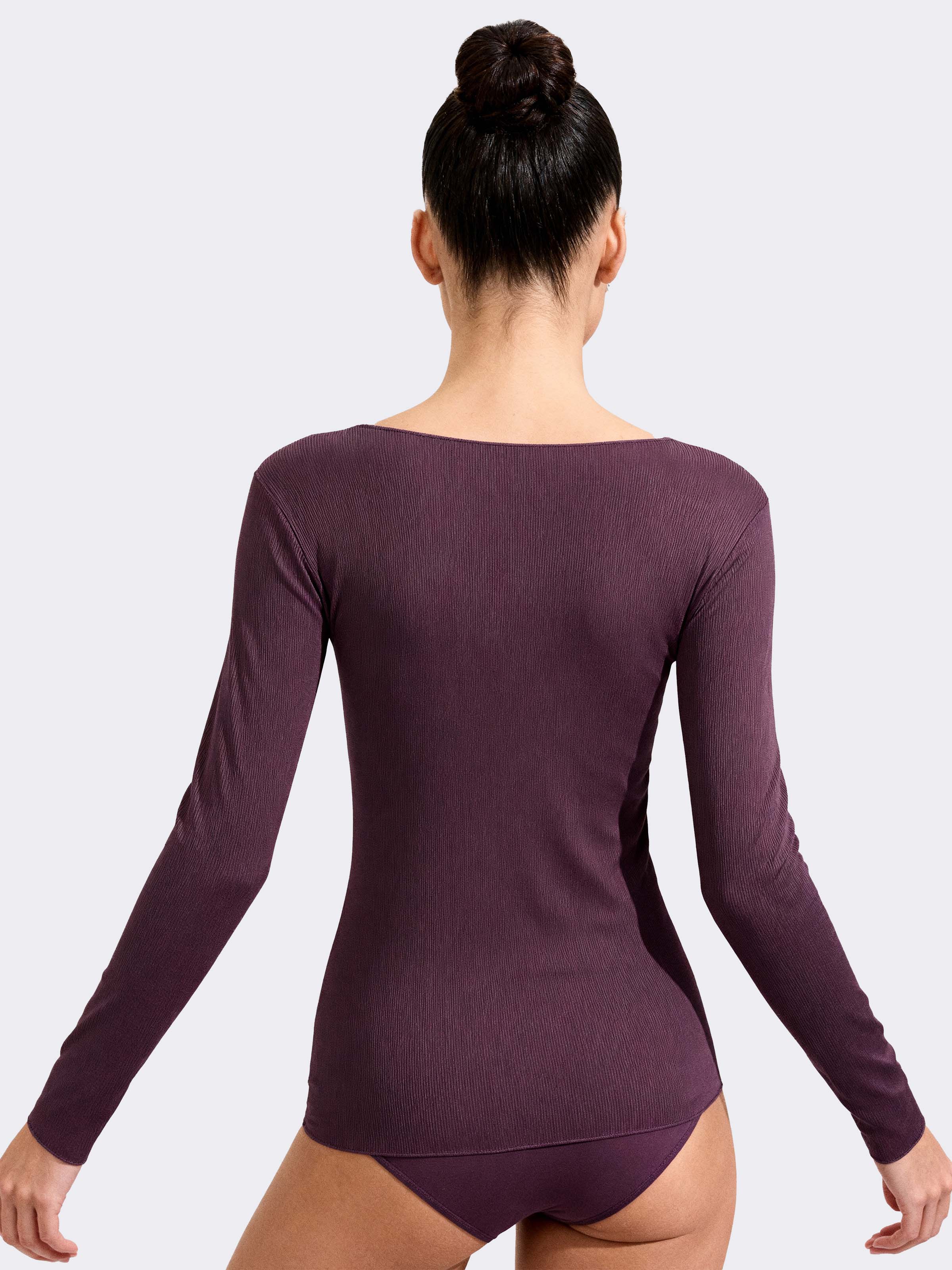 Damen Langarm Geripptes Unterhemd Kaschmir & Modal Bootausschnitt - Elegant und Warm - Image 2