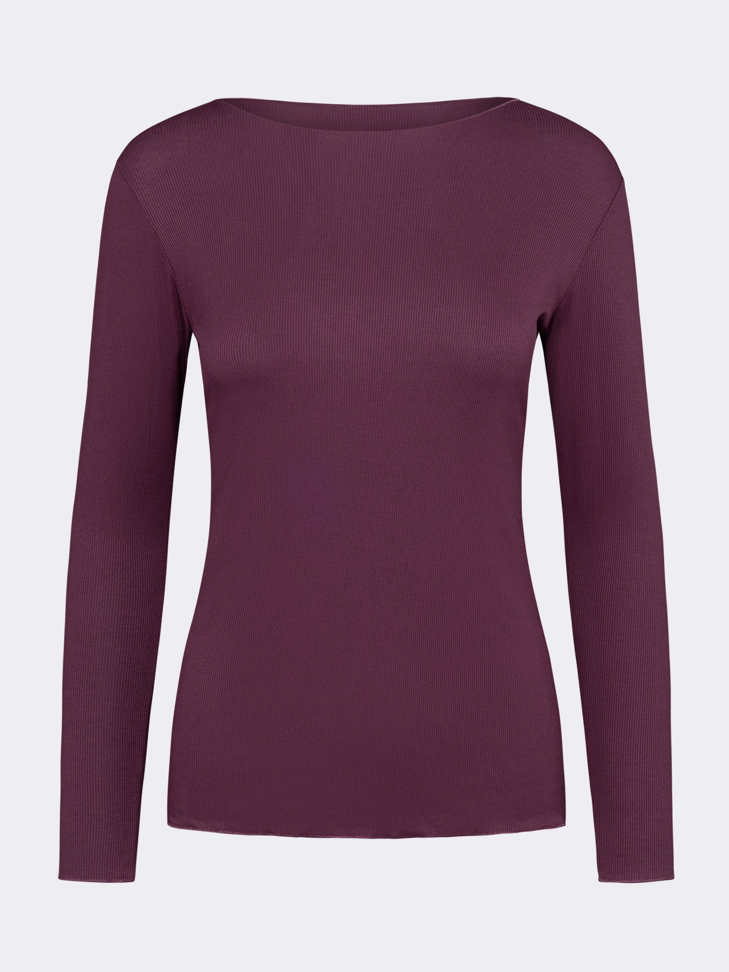 Damen Langarm Geripptes Unterhemd Kaschmir & Modal Bootausschnitt - Elegant und Warm - Image 4