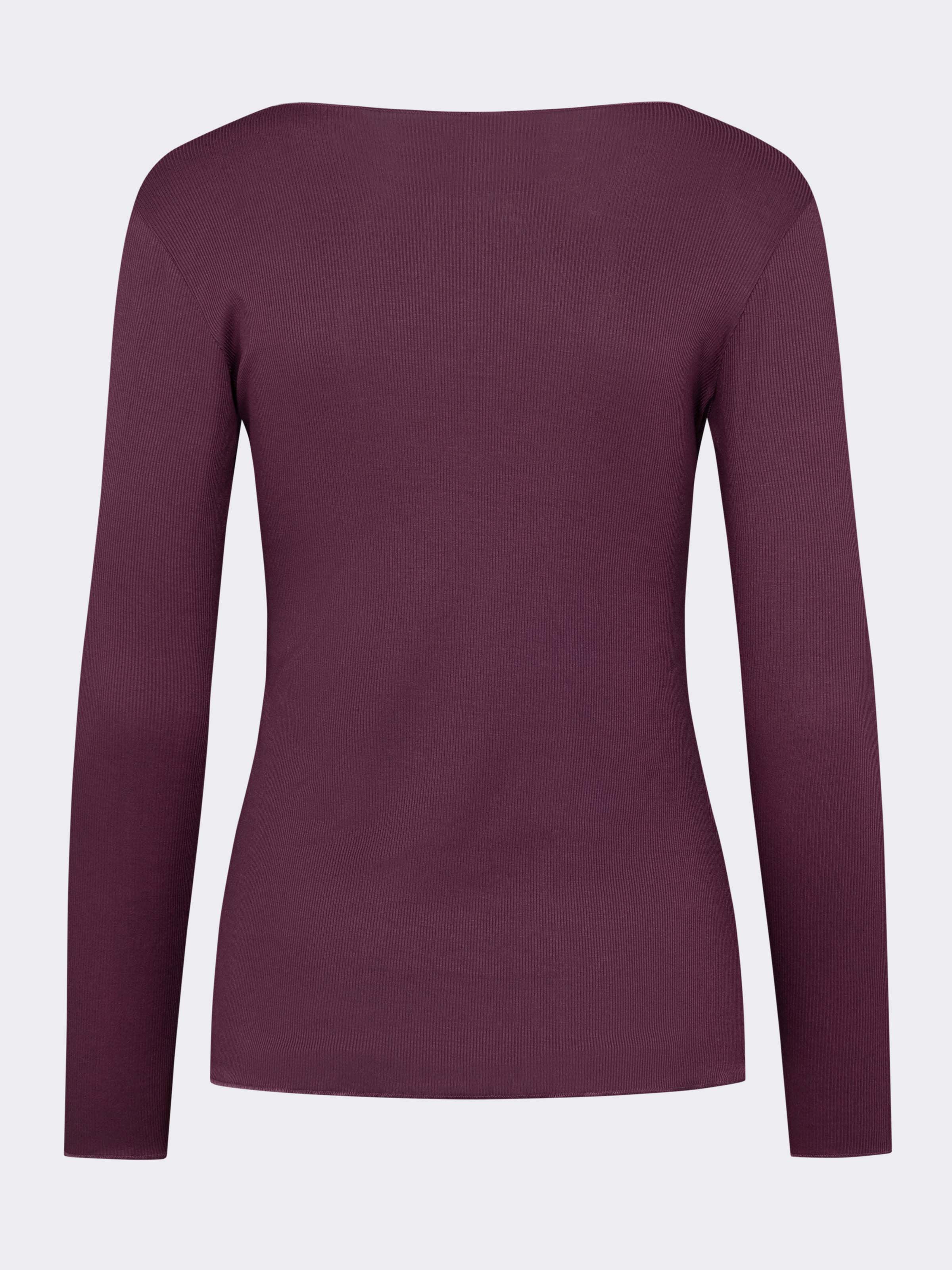Damen Langarm Geripptes Unterhemd Kaschmir & Modal Bootausschnitt - Elegant und Warm - Image 5