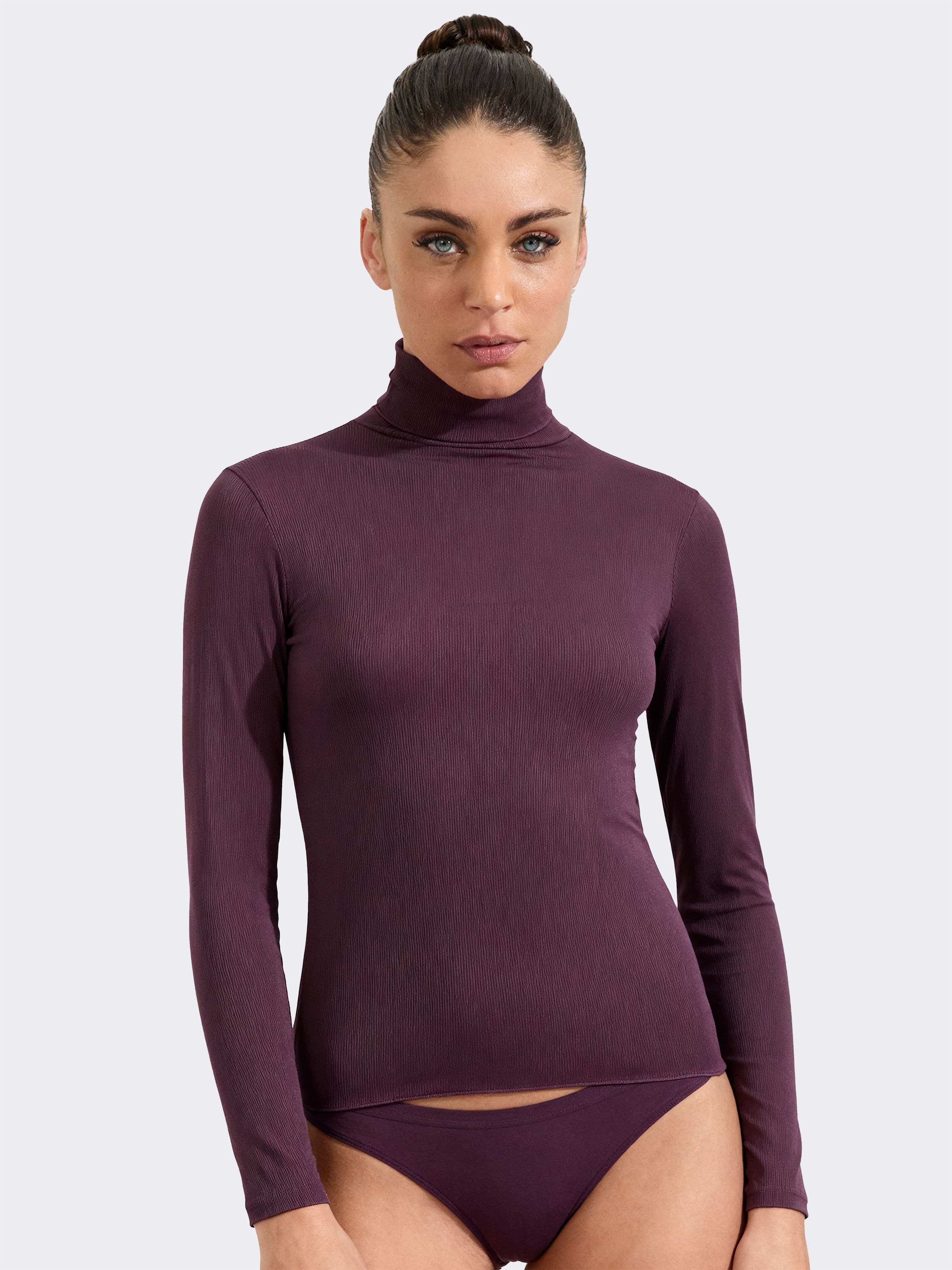Sous-pull col Roulé Femme Manches Longues Côtelé en Cashmere & Modal - Élégant et Chaud - Image 1