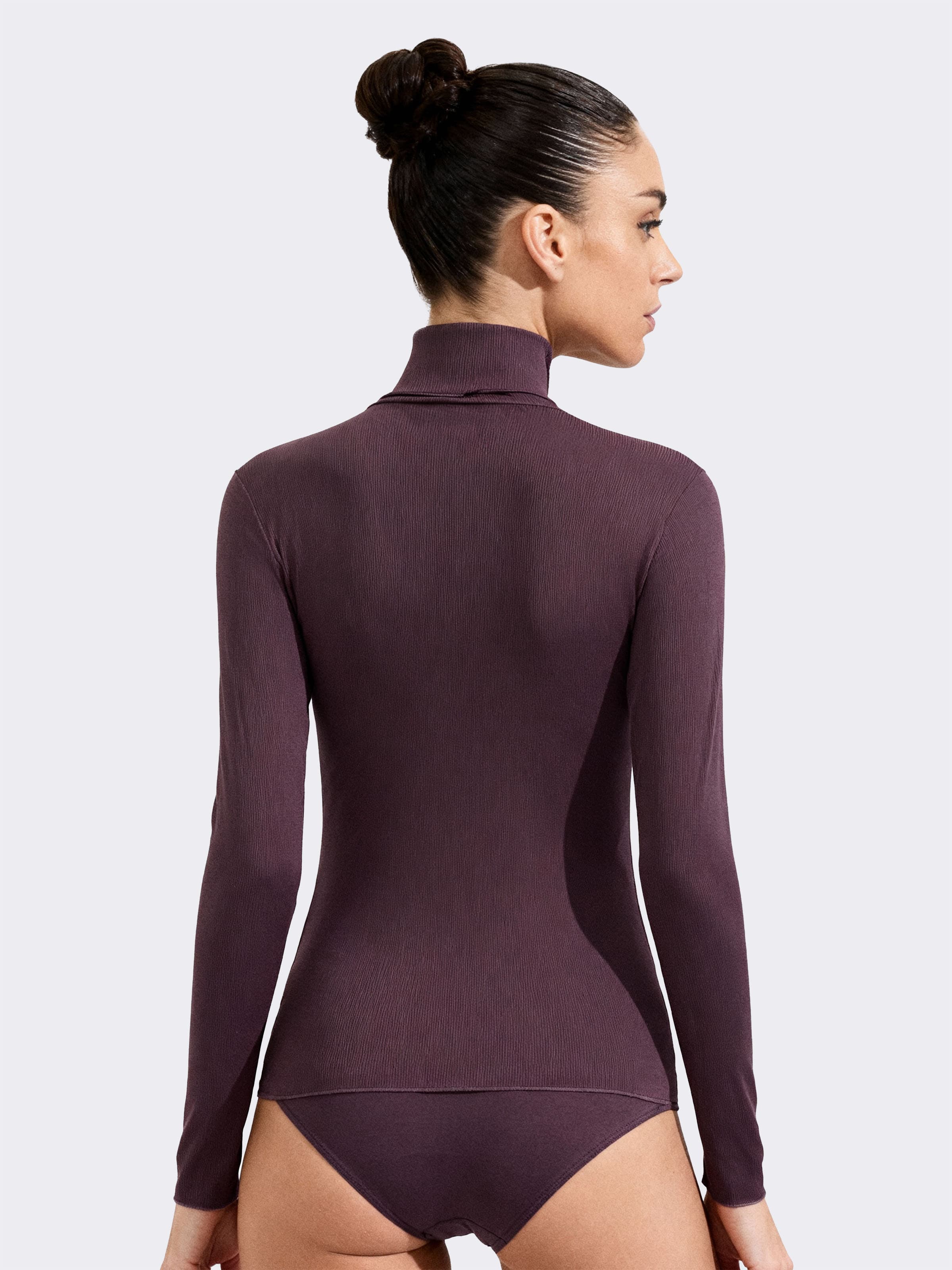 Sous-pull col Roulé Femme Manches Longues Côtelé en Cashmere & Modal - Élégant et Chaud - Image 2