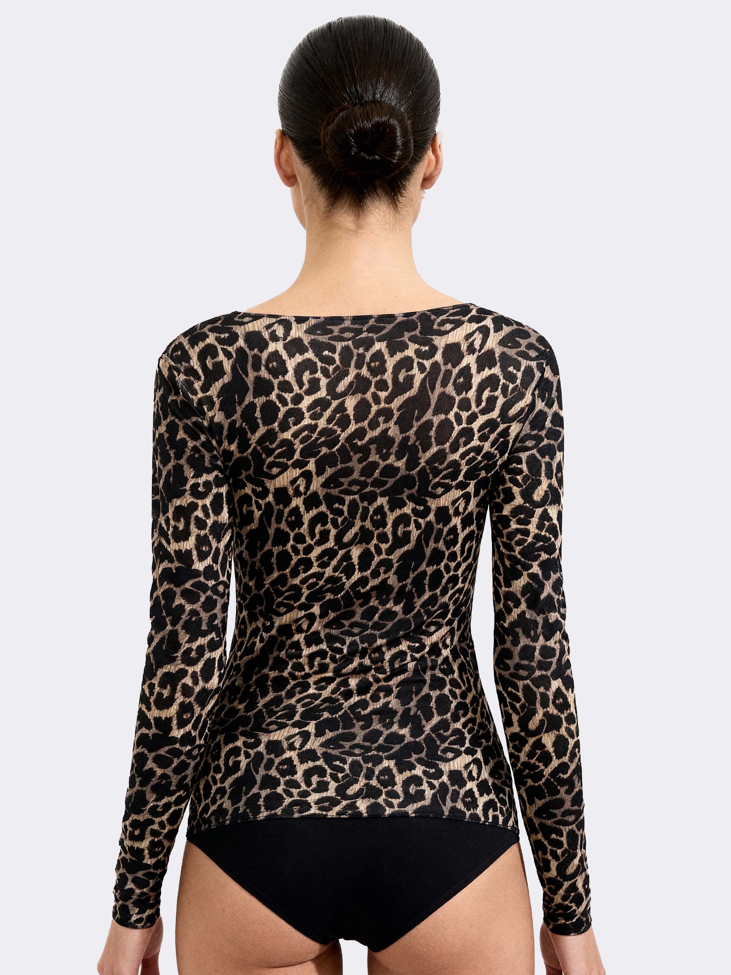 Damen Langarm-Unterhemd Kaschmir & Modal Bootausschnitt Tierprint - Warm - Image 2