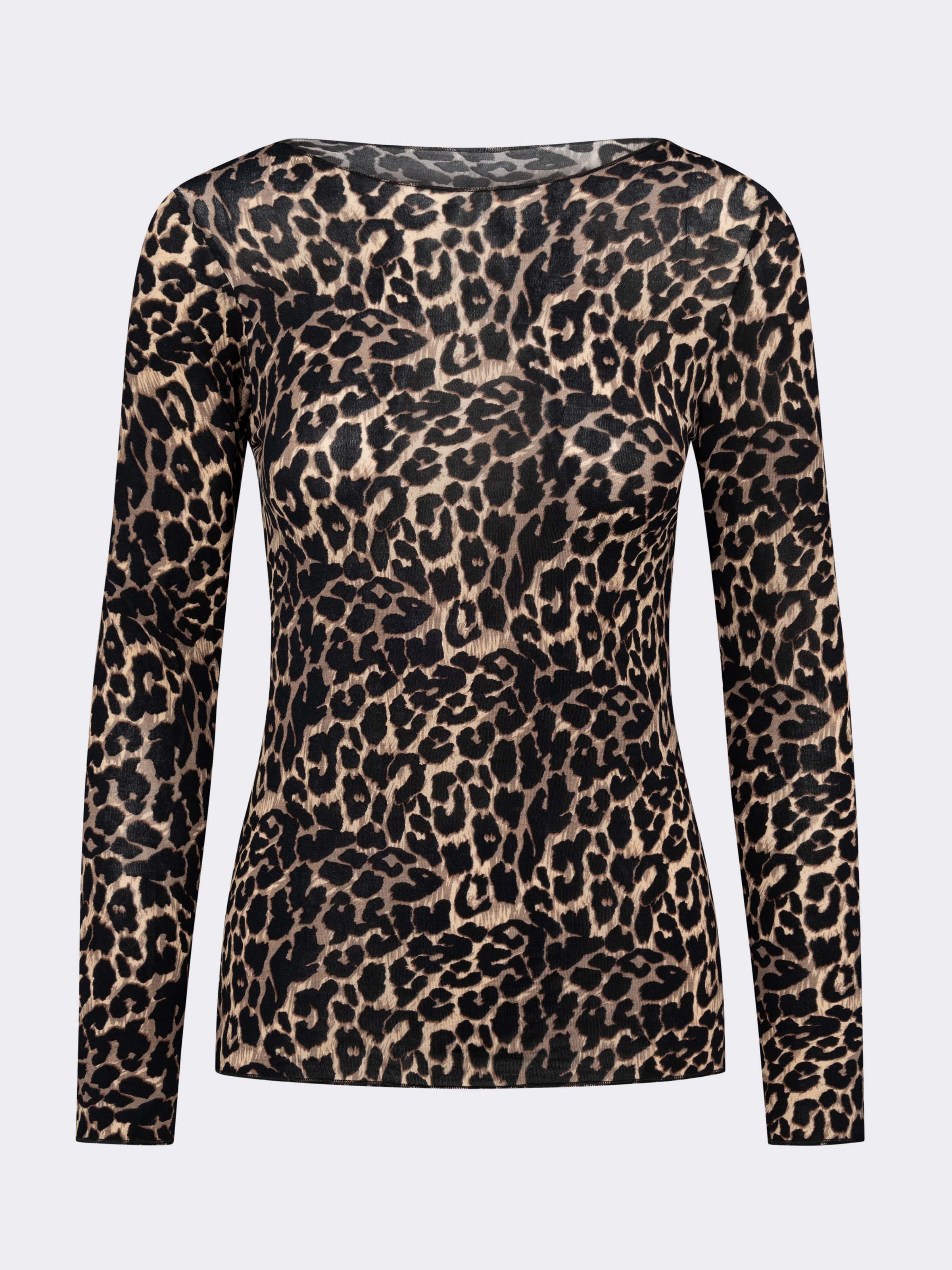 Damen Langarm-Unterhemd Kaschmir & Modal Bootausschnitt Tierprint - Warm - Image 4