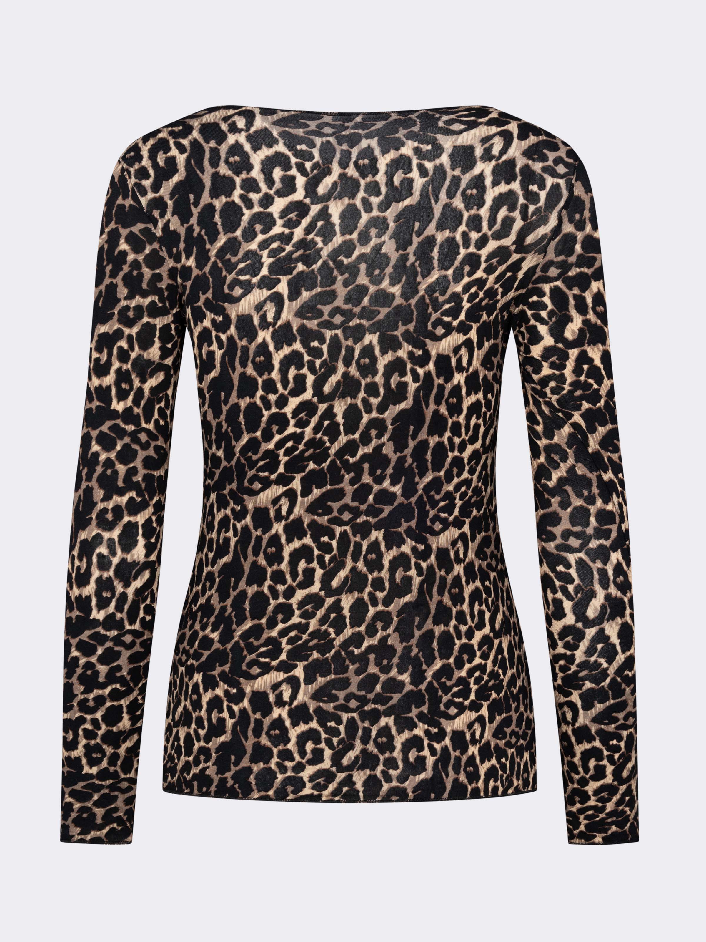 Damen Langarm-Unterhemd Kaschmir & Modal Bootausschnitt Tierprint - Warm - Image 5